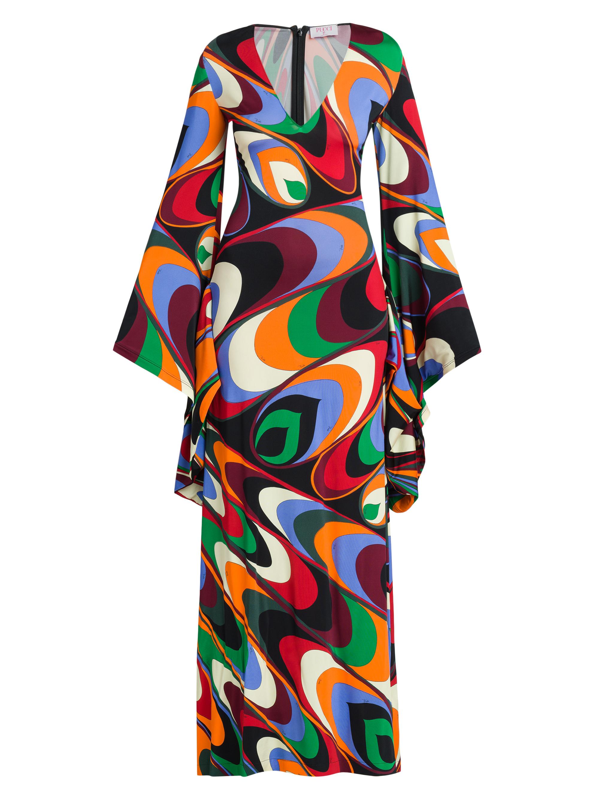 Pucci Women's Printed Bell-Sleeve Gown - Arancio Verde