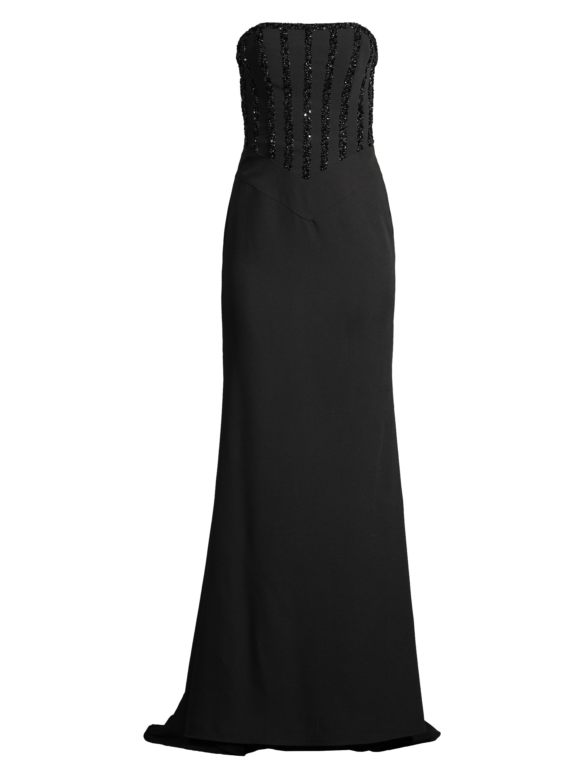 Basix Women's Beaded Strapless Corset Gown - Black