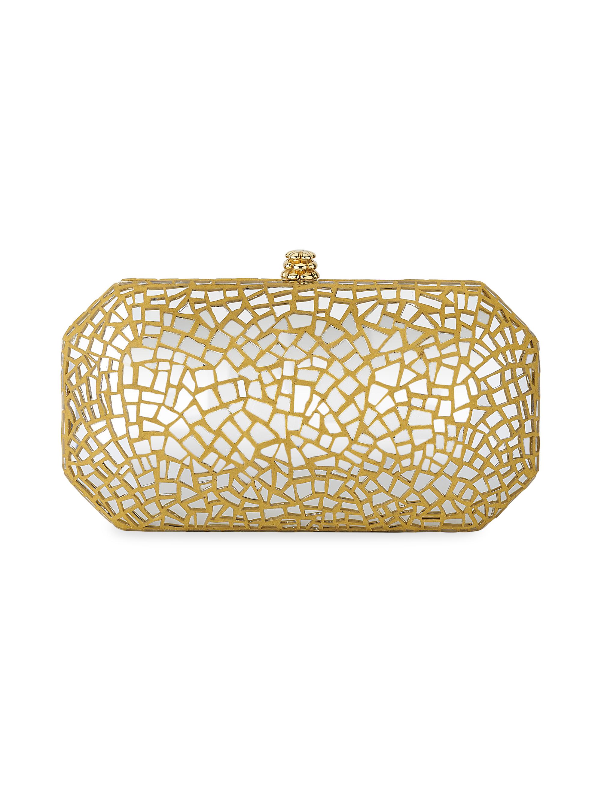 Tyler Ellis Women's Perry Clutch Small In Mosaic Tile With Gold Hardware - Royal Gold
