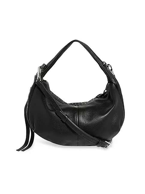 Celine Womens Boogie Bag Studded Leather Rolled Handle Tote Handbag Black