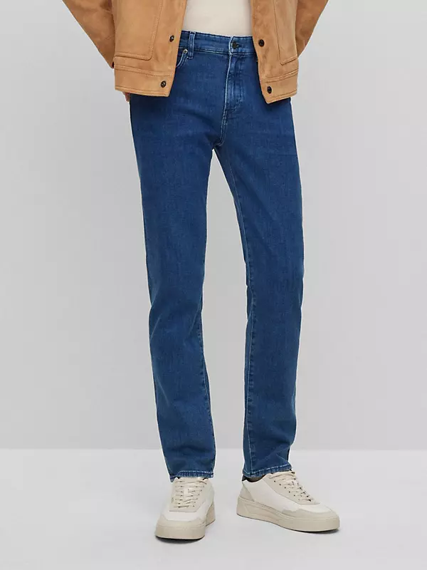 BOSS - Slim-fit jeans in stonewashed gray Italian stretch denim