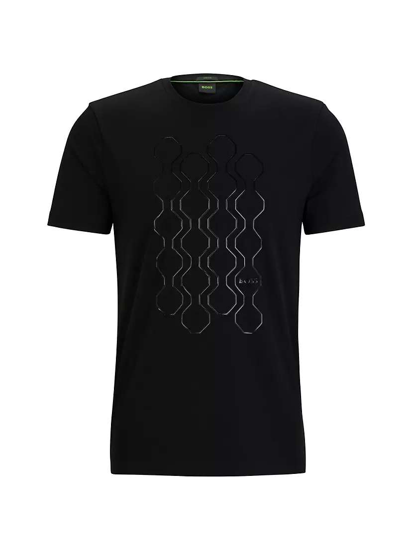 Shop BOSS Stretch-Cotton T-Shirt With Mirror-Effect Artwork | Saks ...