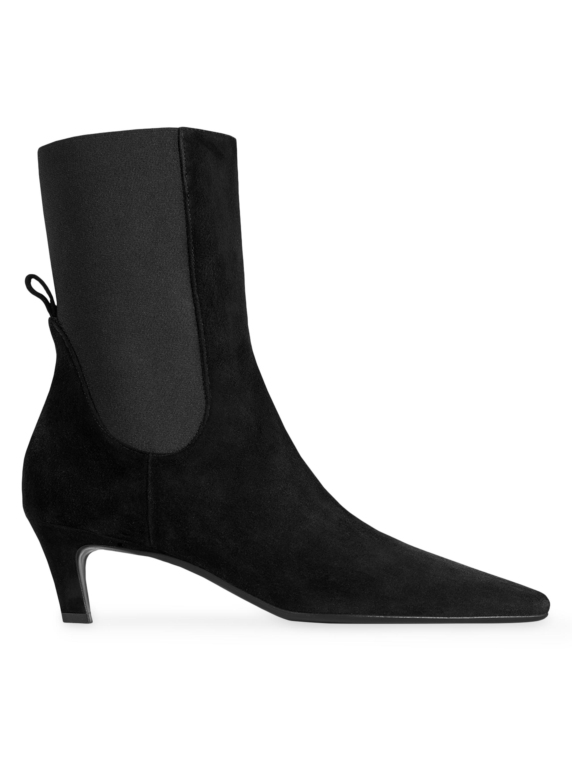 Toteme Women's 50MM Suede Kitten-Heel Boots - Black