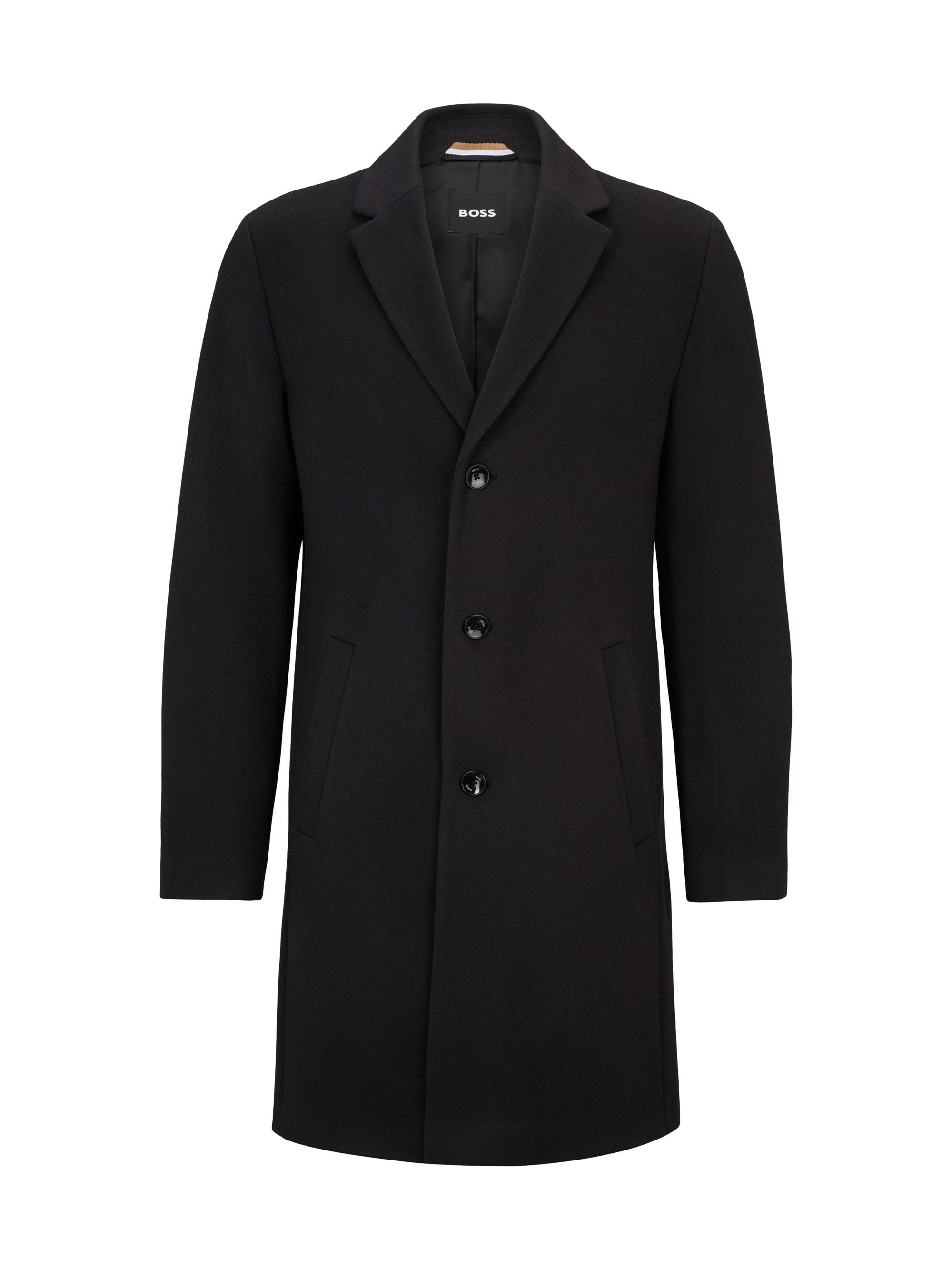 BOSS Men's Wool-Blend Coat with Full Lining - Dark Blue