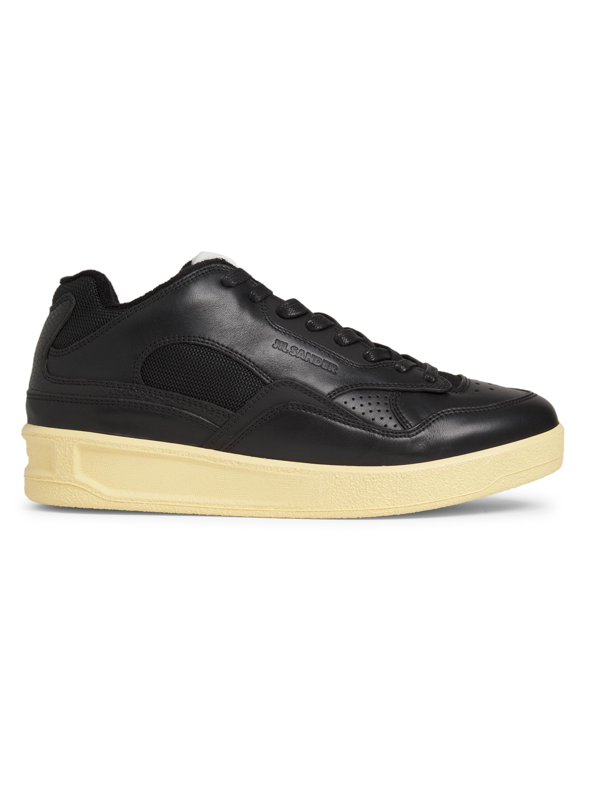 Jil Sander Men's Z Leather Platform Low-Top Sneakers - Black Ecru