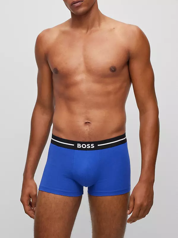 Shop BOSS Three-Pack Of Stretch-Cotton Trunks With Logo Waistband