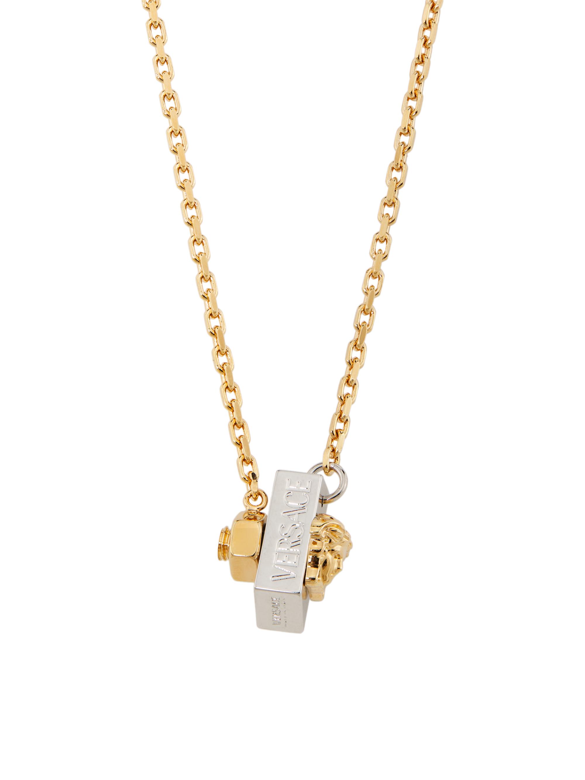 Versace Men's Mixed Media Medusa Necklace -  Gold Palladium