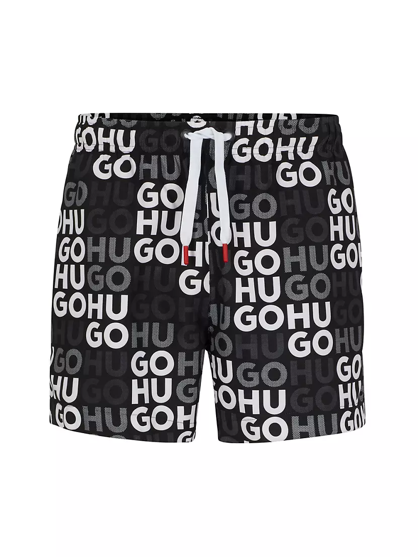 Shop HUGO Swim Shorts With All-Over Logo Print | Saks Fifth Avenue | Shorts