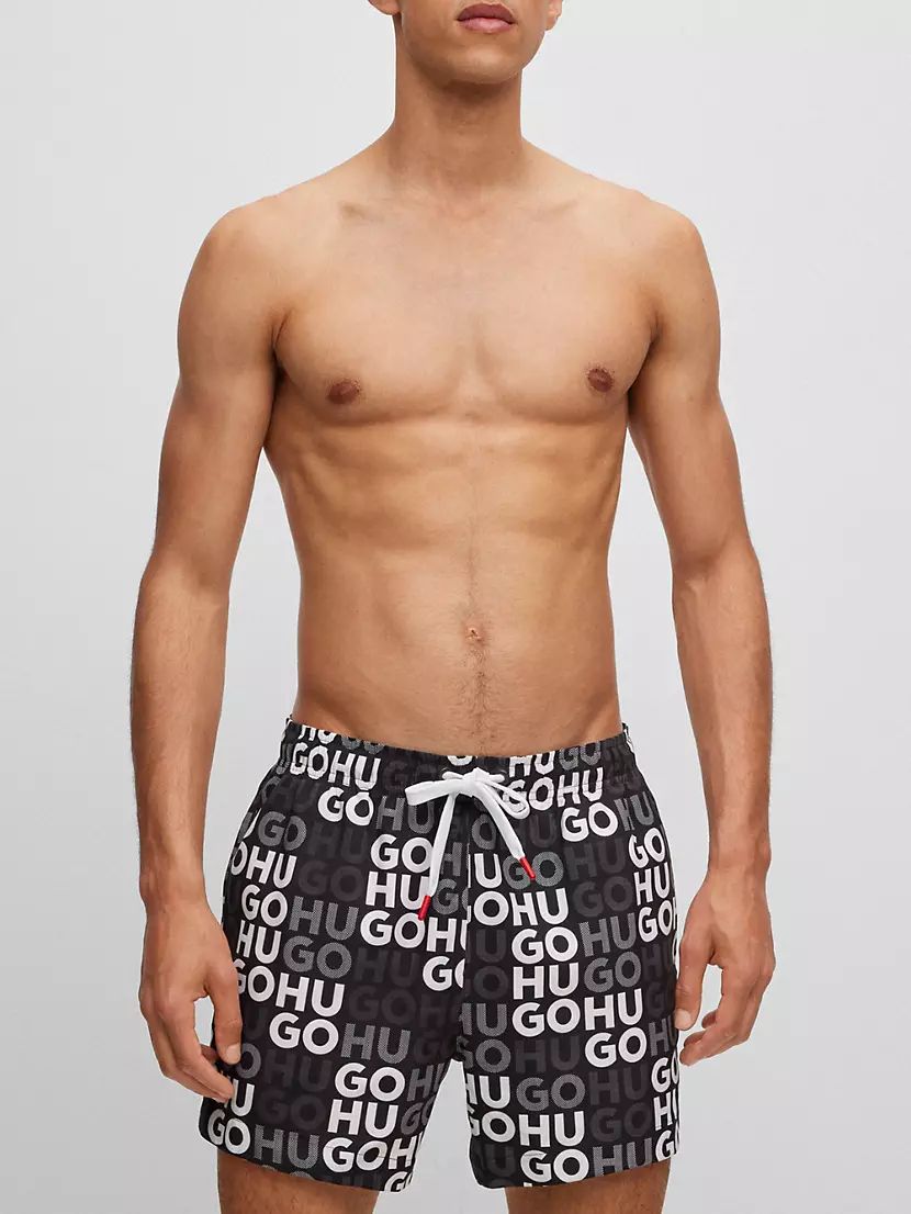 | Saks All-Over With Swim Fifth Logo Shorts Avenue Shop Print HUGO
