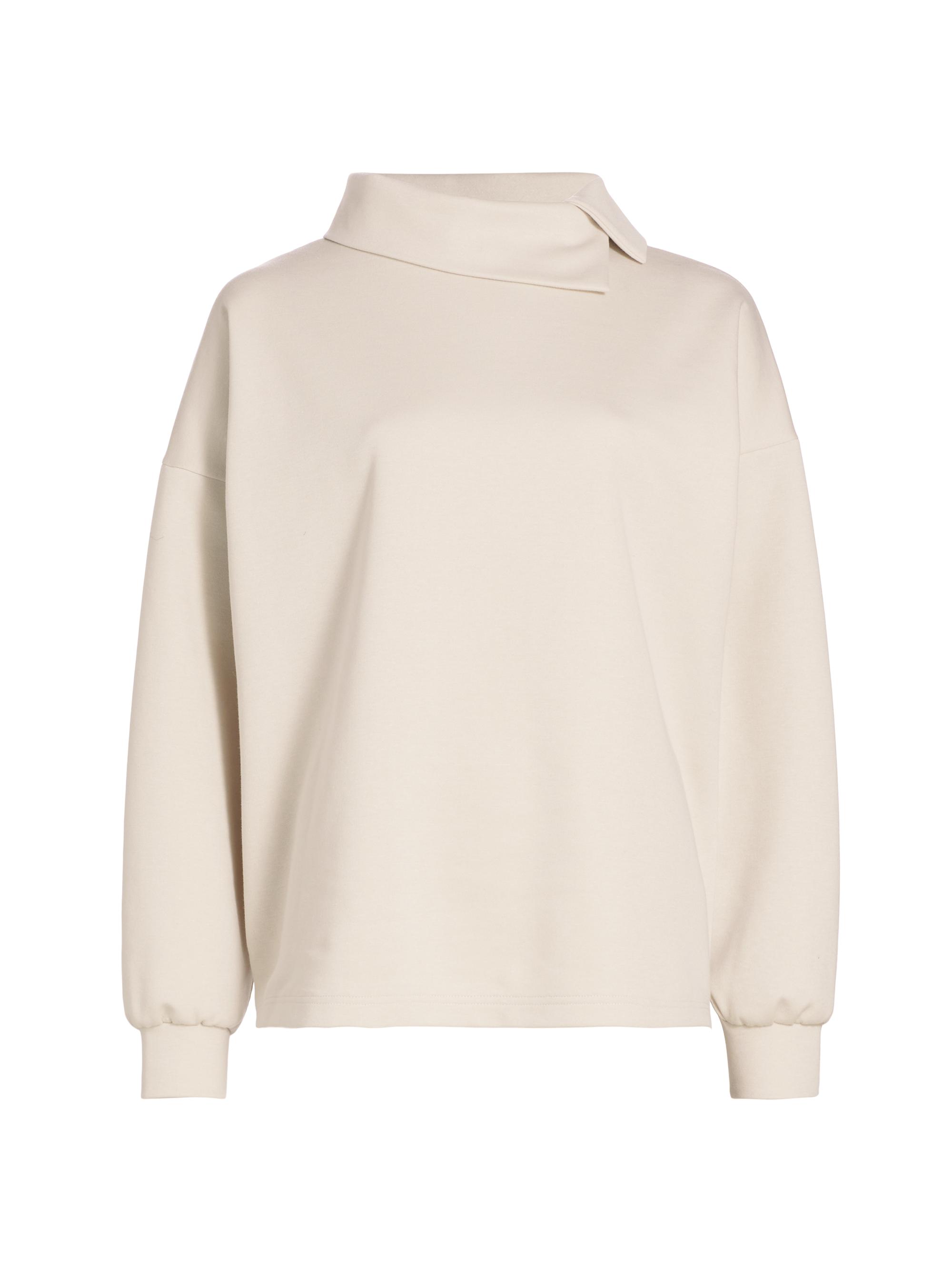 Barneys New York Women's Scuba Rolled-Neck Long-Sleeve Top - Cream