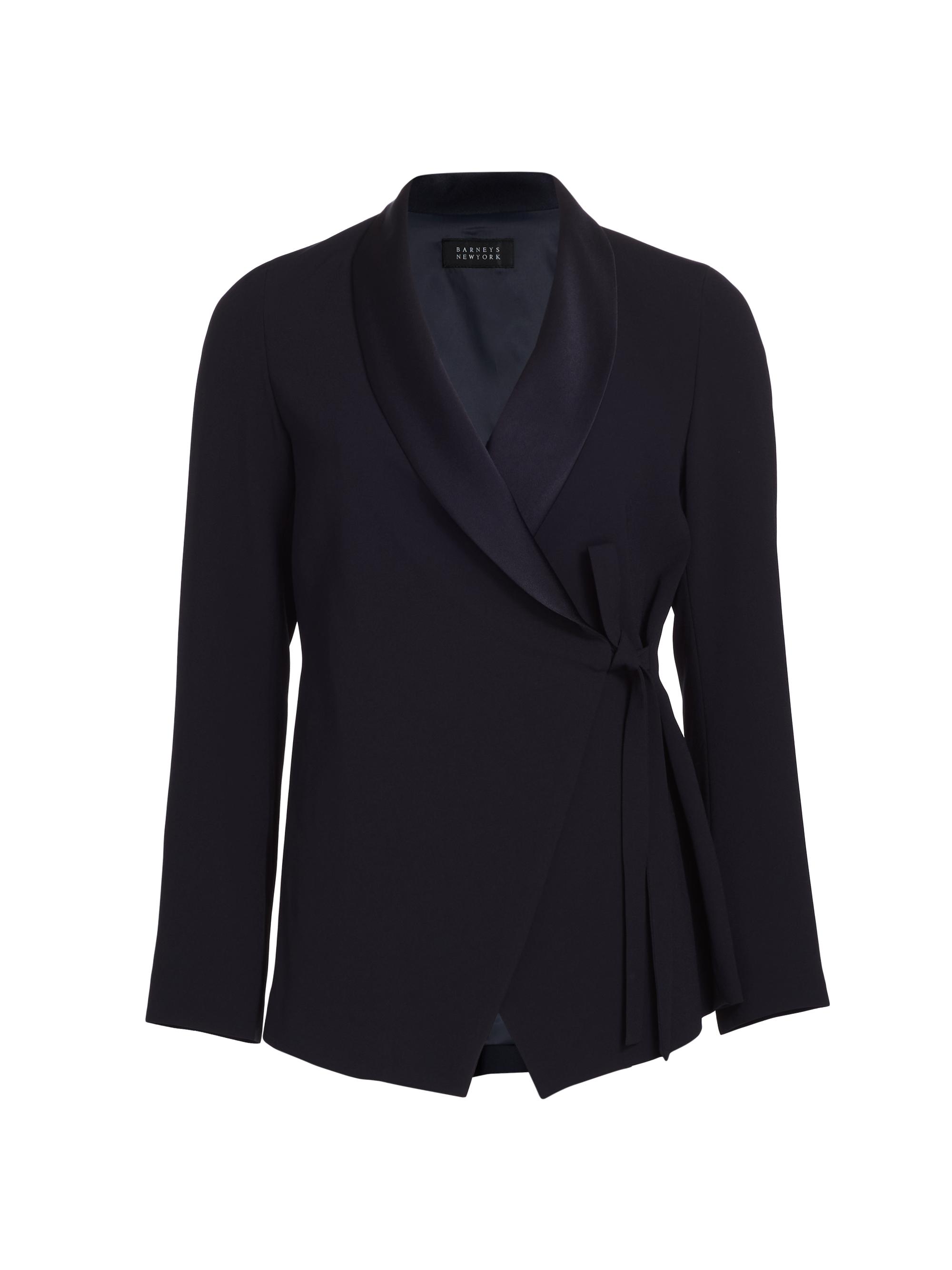 Barneys New York Women's Satin-Collar Wrap Jacket - Navy