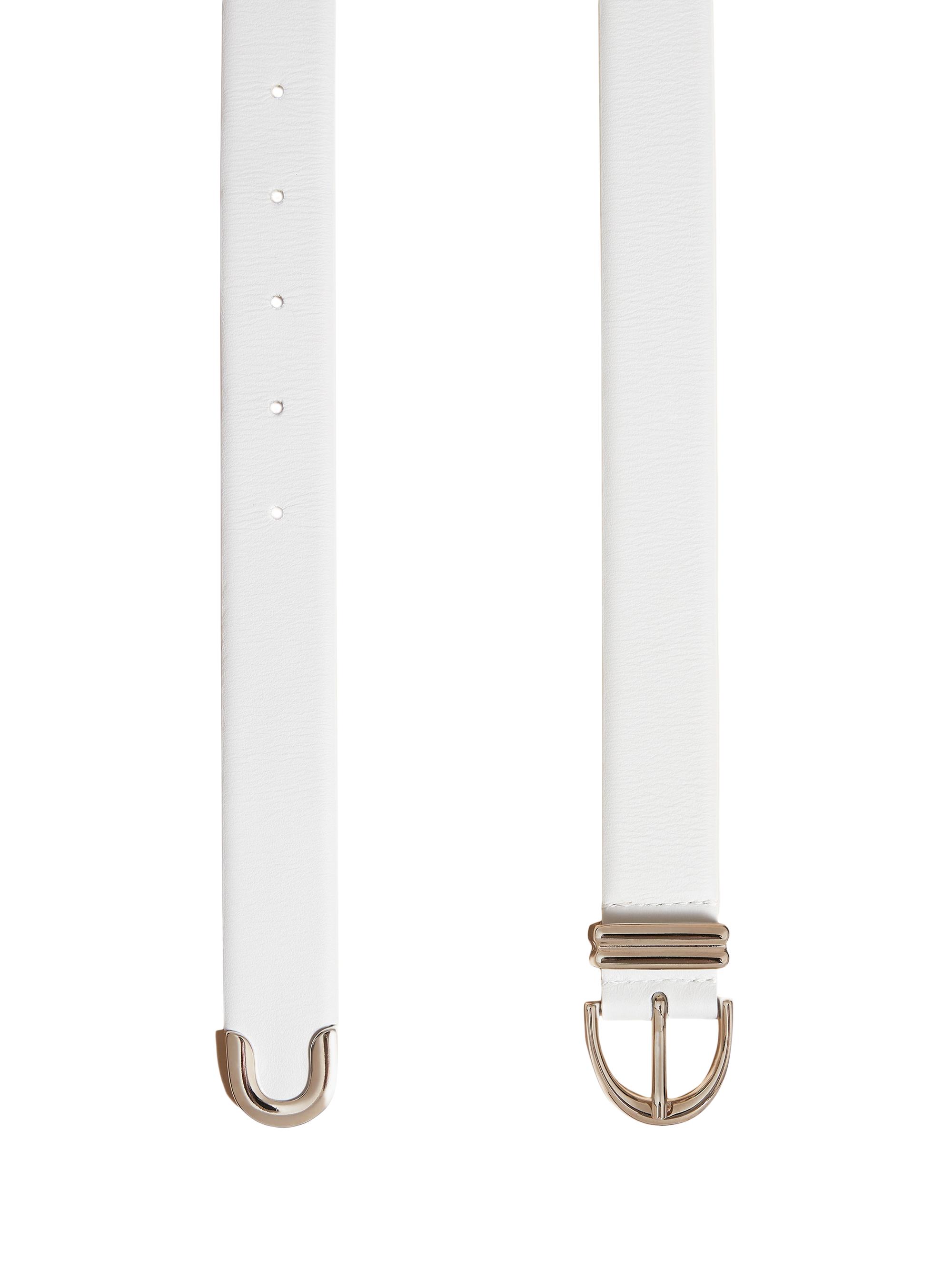 NEW KHAITE women\'s bambi skinny belt with hardware in optic white KHAITE Bambi Skinny Belt with Silver Hardware in Optic White  main image 4