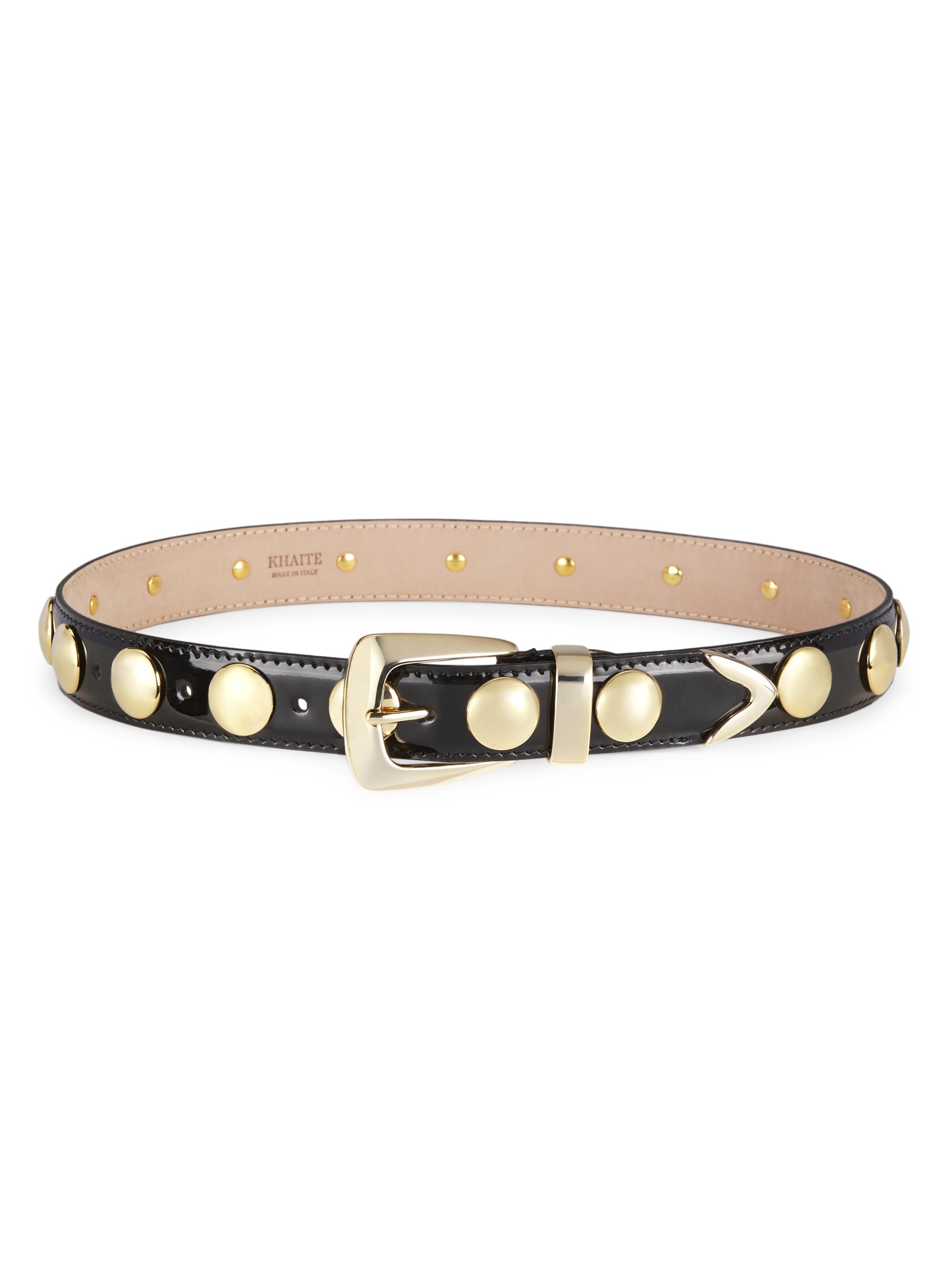 Khaite Women's The Benny Studded Leather Belt - Black Gold