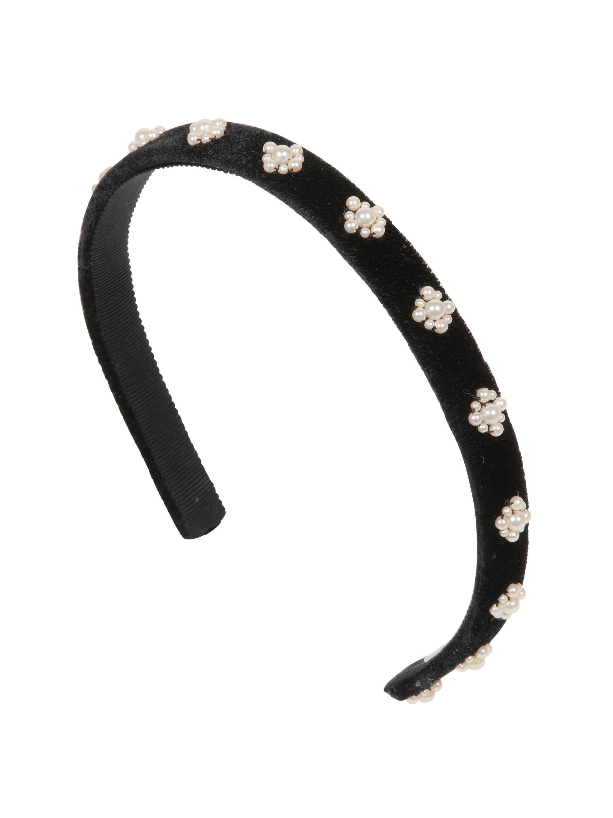 Jennifer Behr Women's Maggie Imitation-Pearl Velvet Headband - Black Pearl