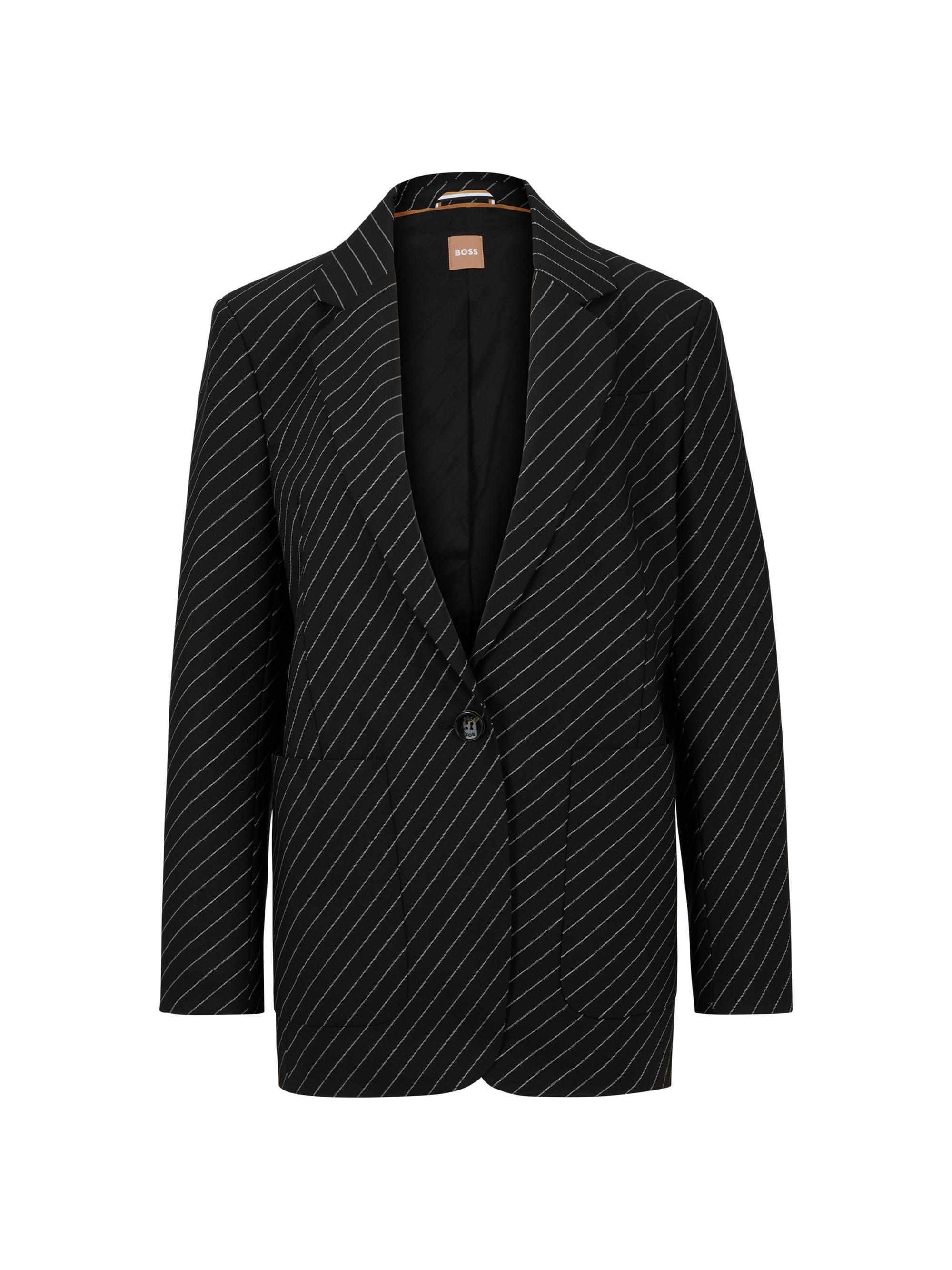 BOSS Women's Oversize-Fit Blazer In Striped Stretch Wool - Black