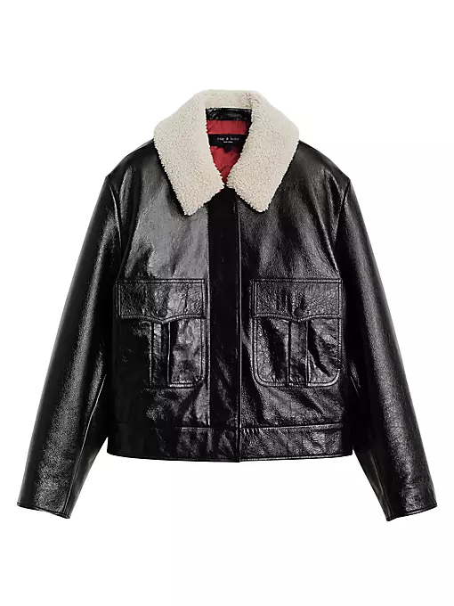rag & bone - Shearling-Collar Leather Jacket