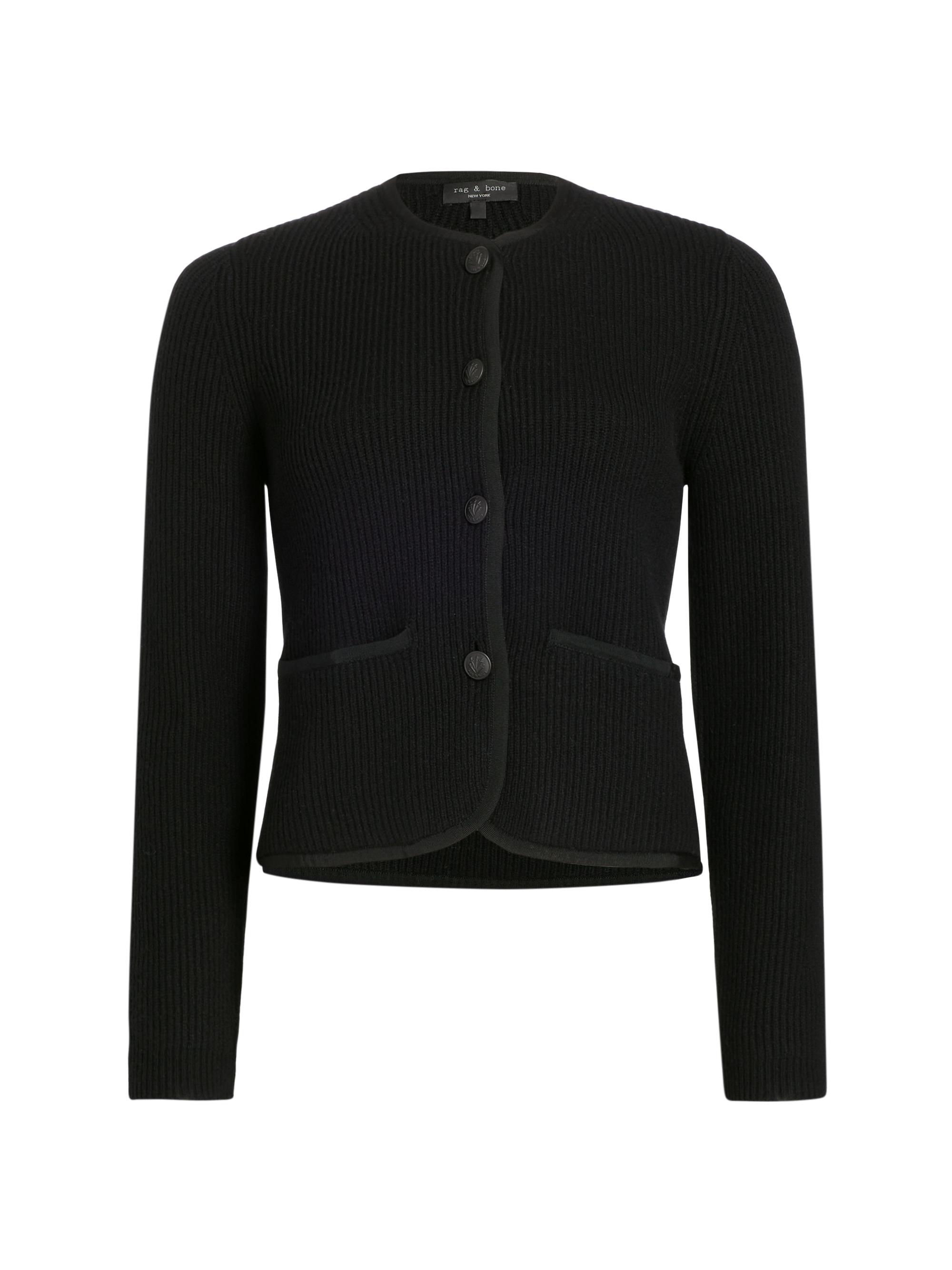rag & bone Women's Nancy Wool-Blend Rib-Knit Cardigan - Black