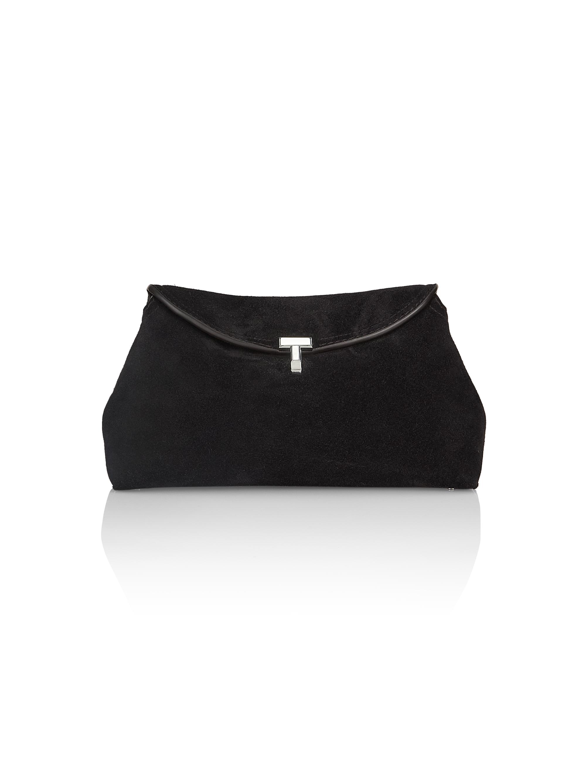 Toteme Women's Suede T-Lock Clutch - Espresso