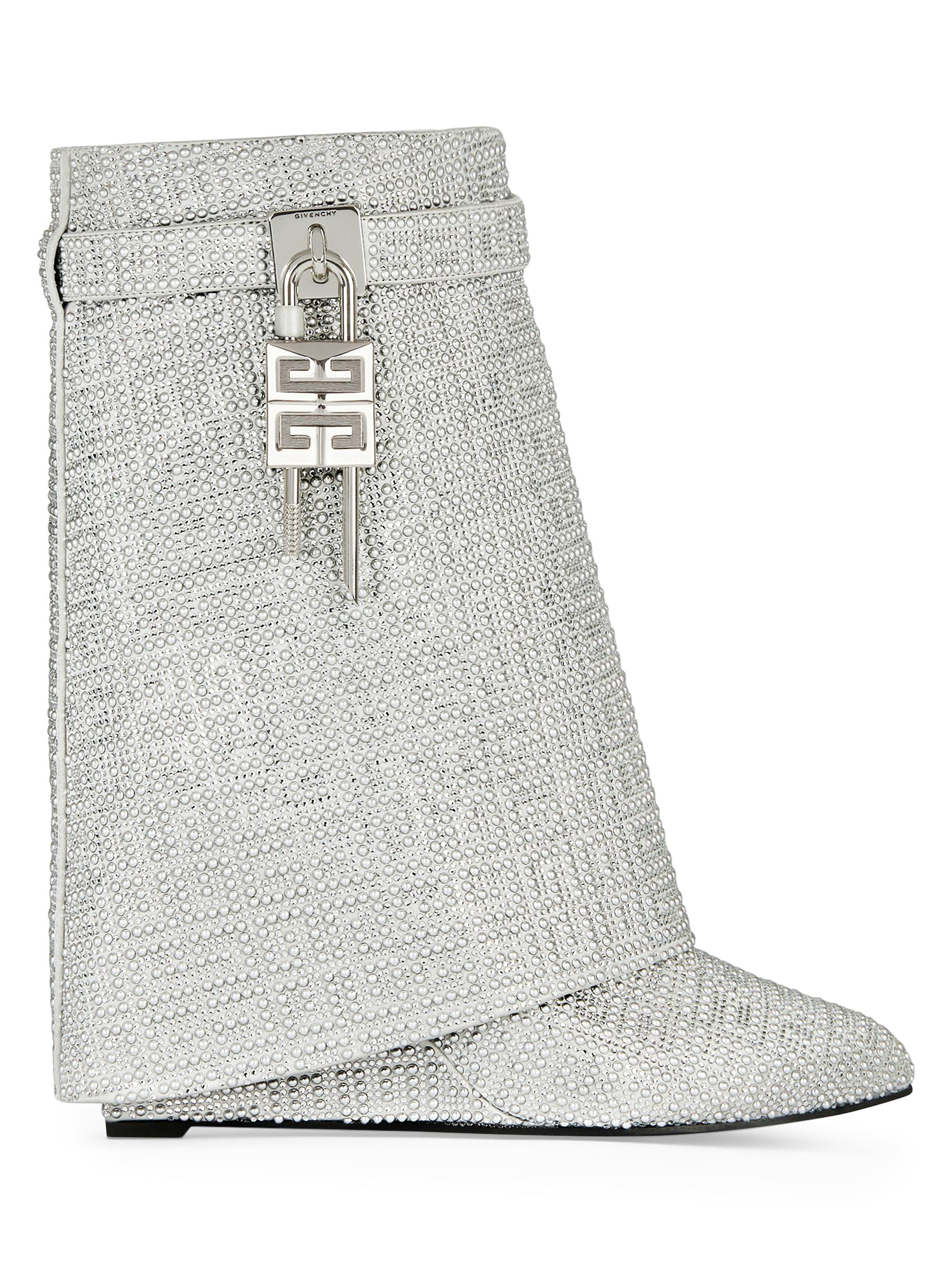 新品タグ付き✨GIVENCHY マキシ丈ドレス ラインストーン 着丈114 L Givenchy Shark Lock Ankle Boots In Satin With 4G Studs And Strass