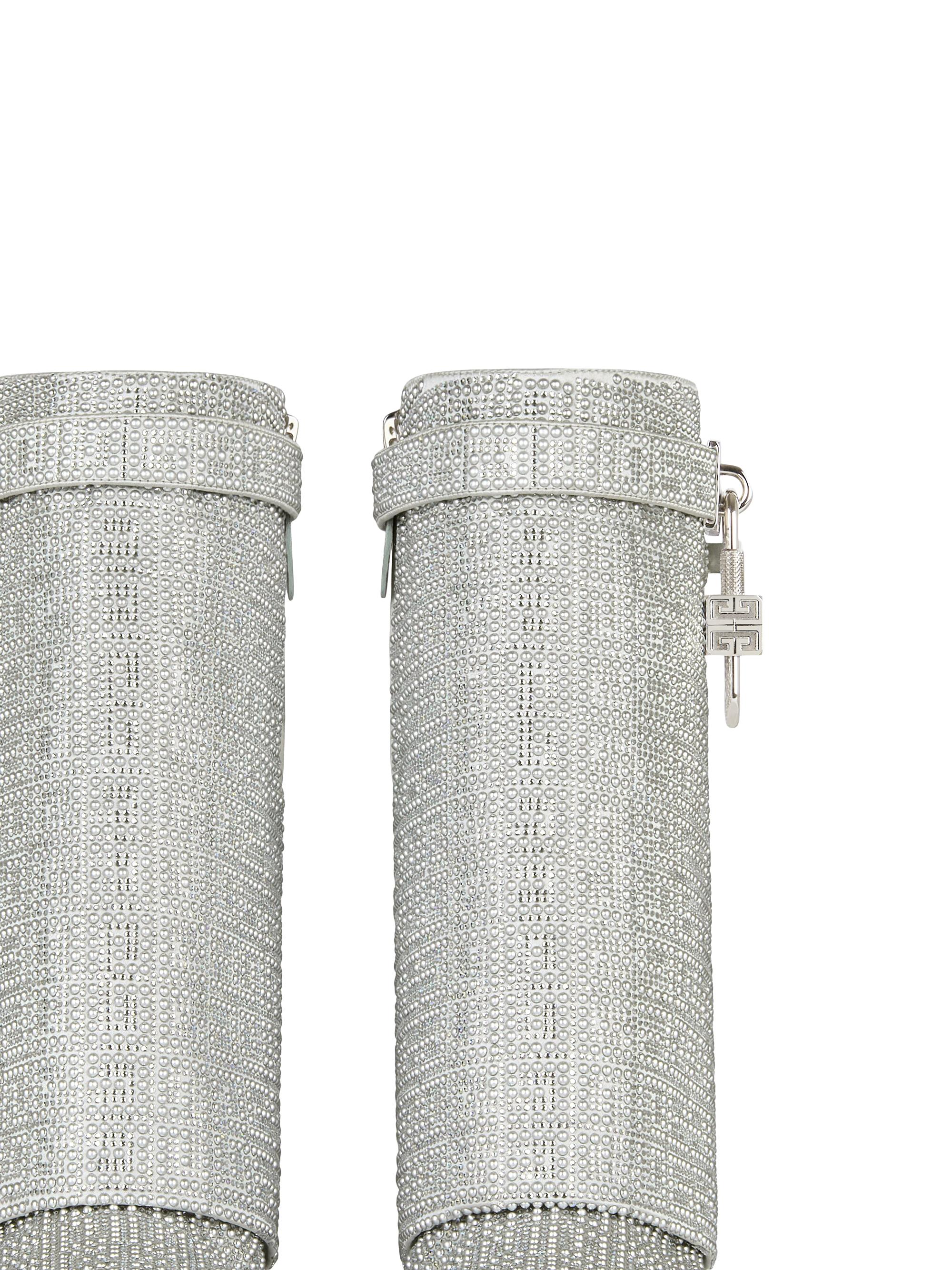 Givenchy Shark Lock Ankle Boots In Satin With 4G Studs And Strass