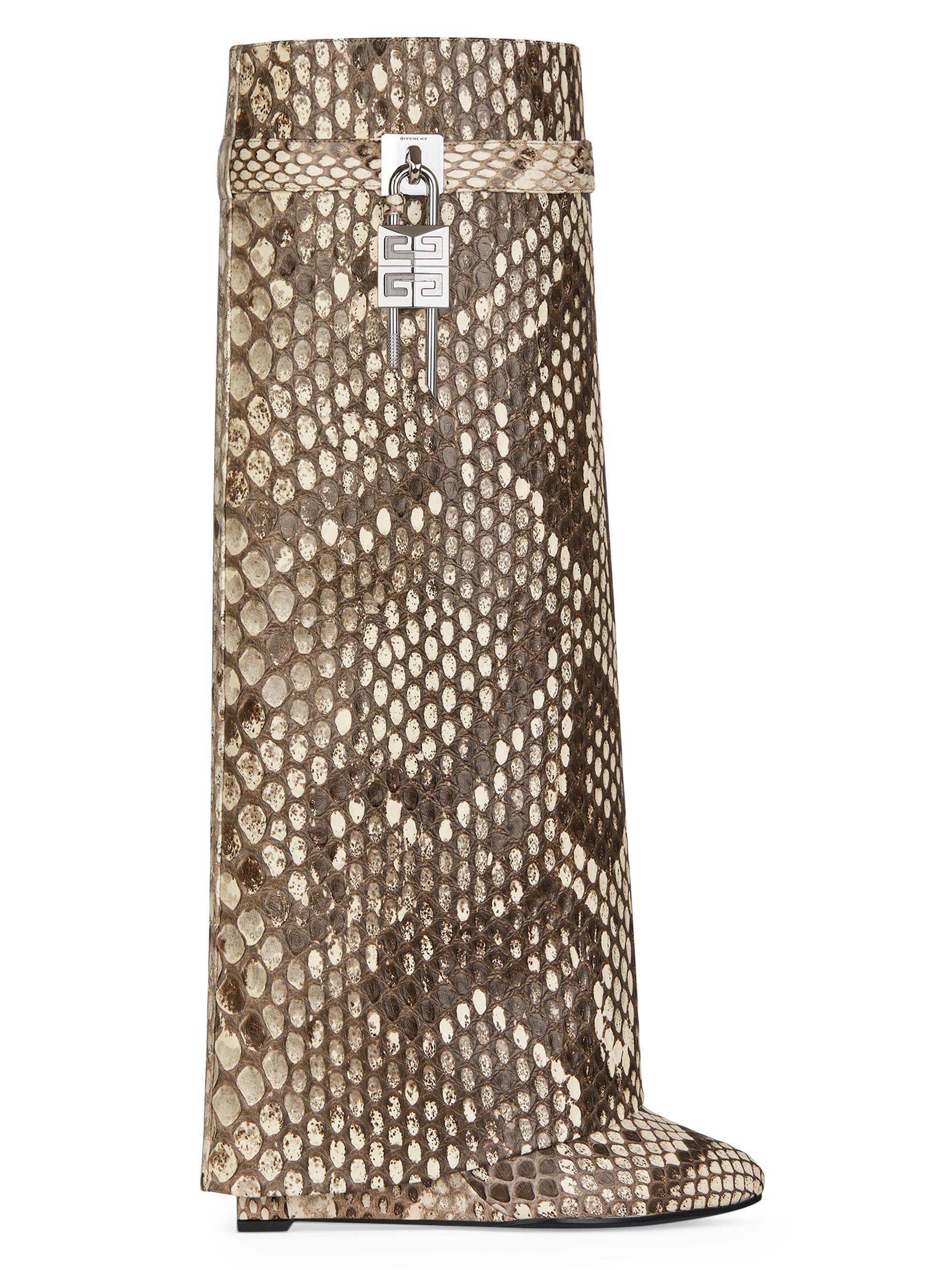 Givenchy Women's Shark Lock Boots In Python - Grey Natural