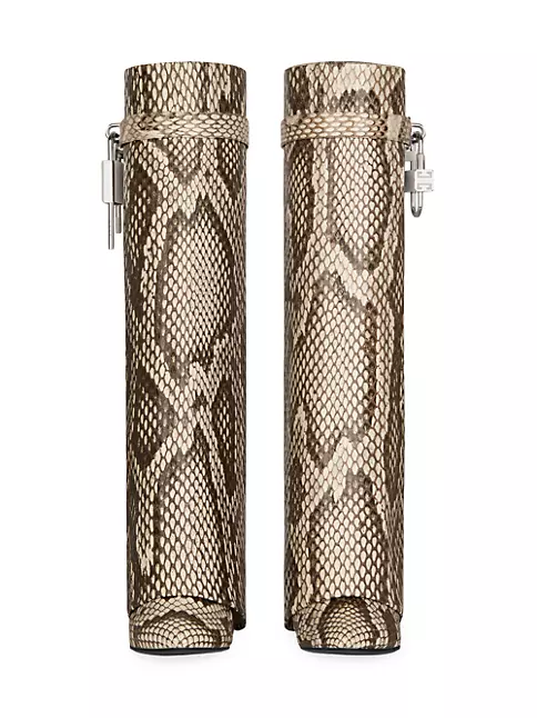 Givenchy Women's Shark Lock Boots in Python - Grey Natural - Size 8