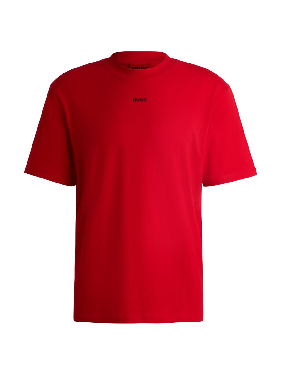 HUGO Cotton-Jersey Relaxed-Fit T-Shirt with Logo Print