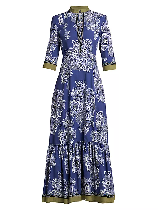 Etro - Pleated Floral Cotton Maxi Dress