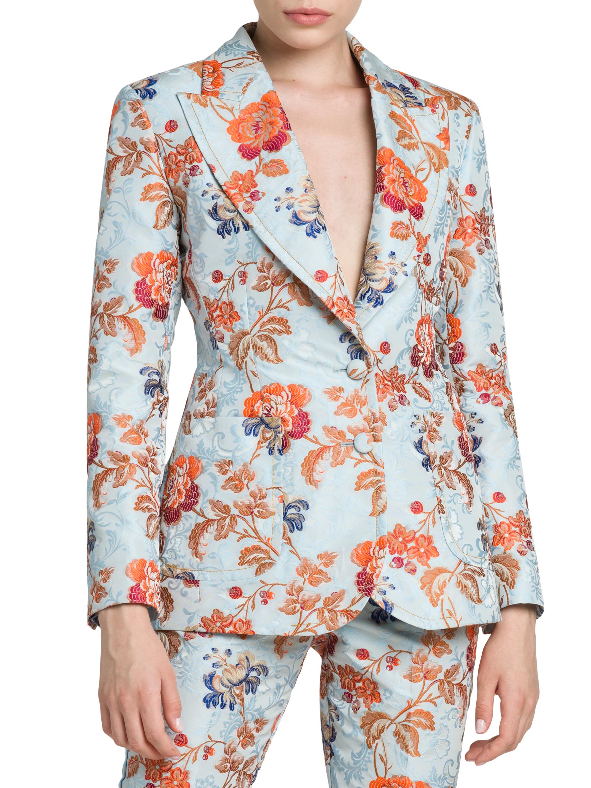 Versace Kids floral-jacquard wool blazer - Blue