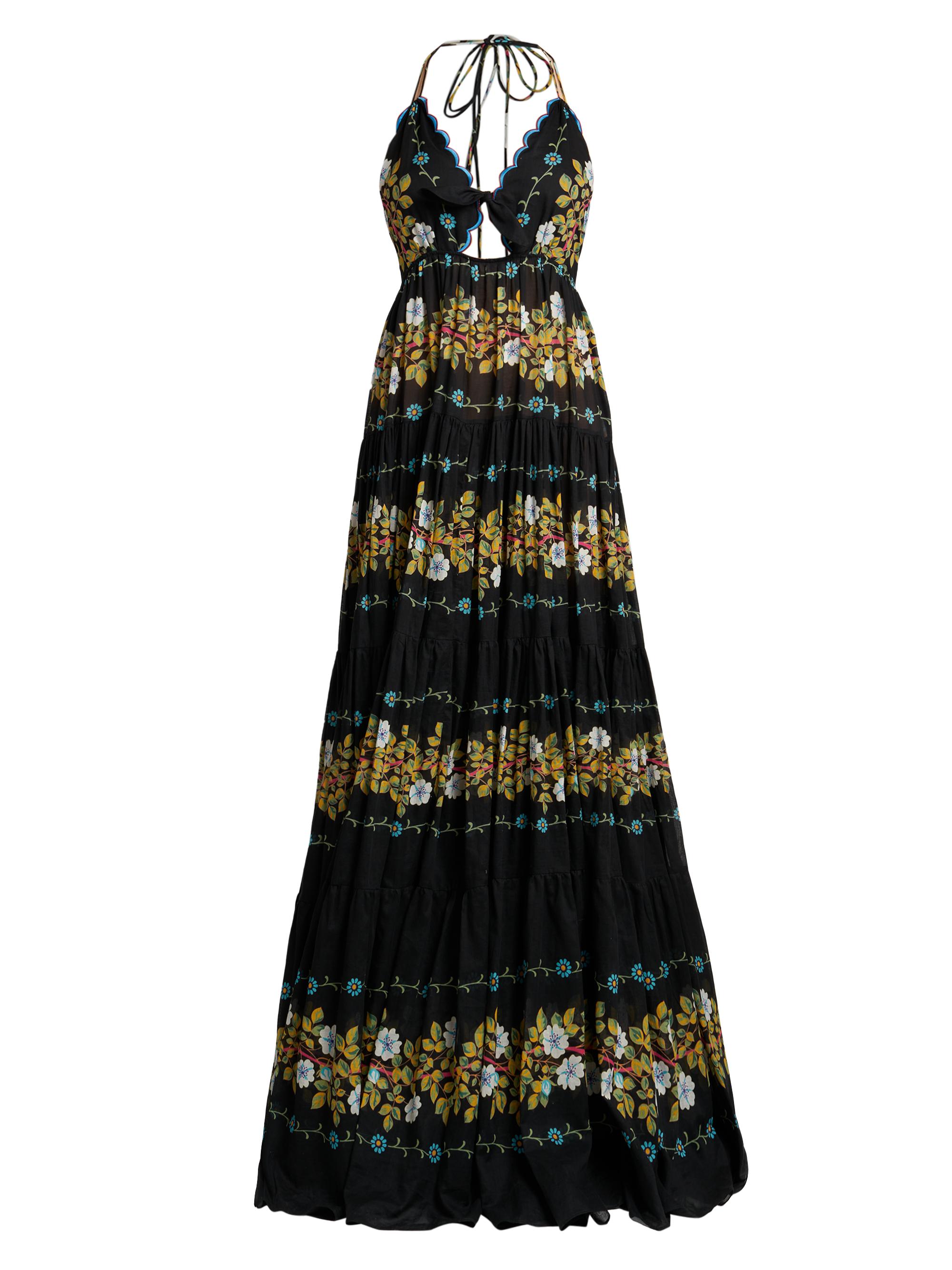 Etro Women's Cotton Floral Tiered Gown - Print Floral Black