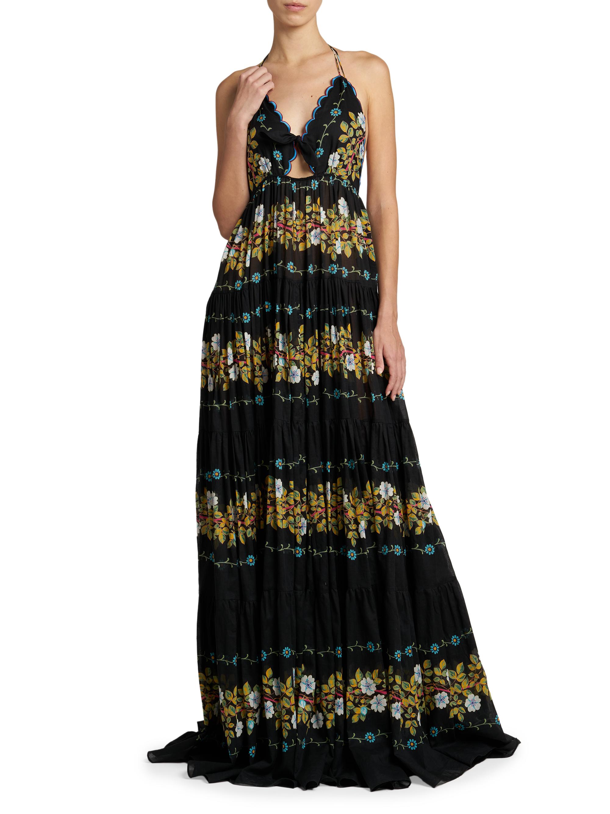 Etro Cotton Floral Tiered Gown | Saks Fifth Avenue