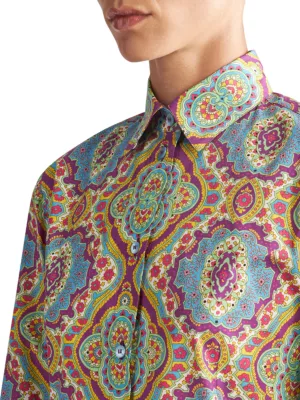 Floral cotton-blend shirt