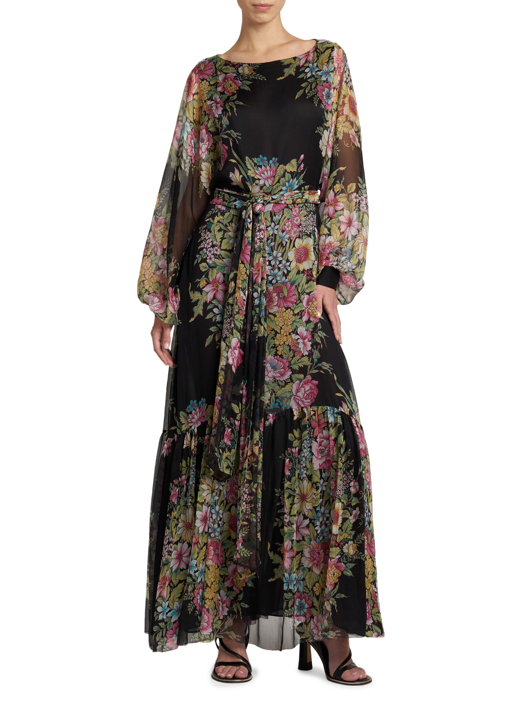 Etro Silk Floral Long-Sleeve Maxi Dress | Saks Fifth Avenue