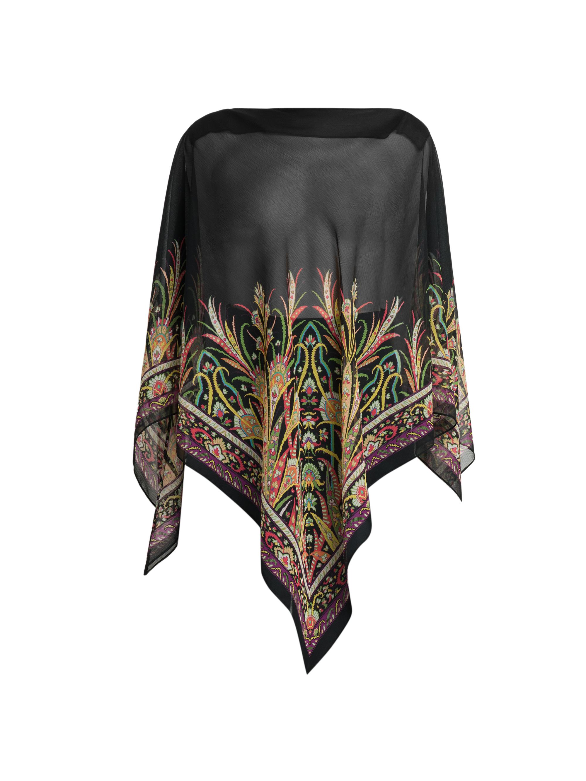 Etro Women's Kaleidoscope Paisley Poncho - Print Floral Black