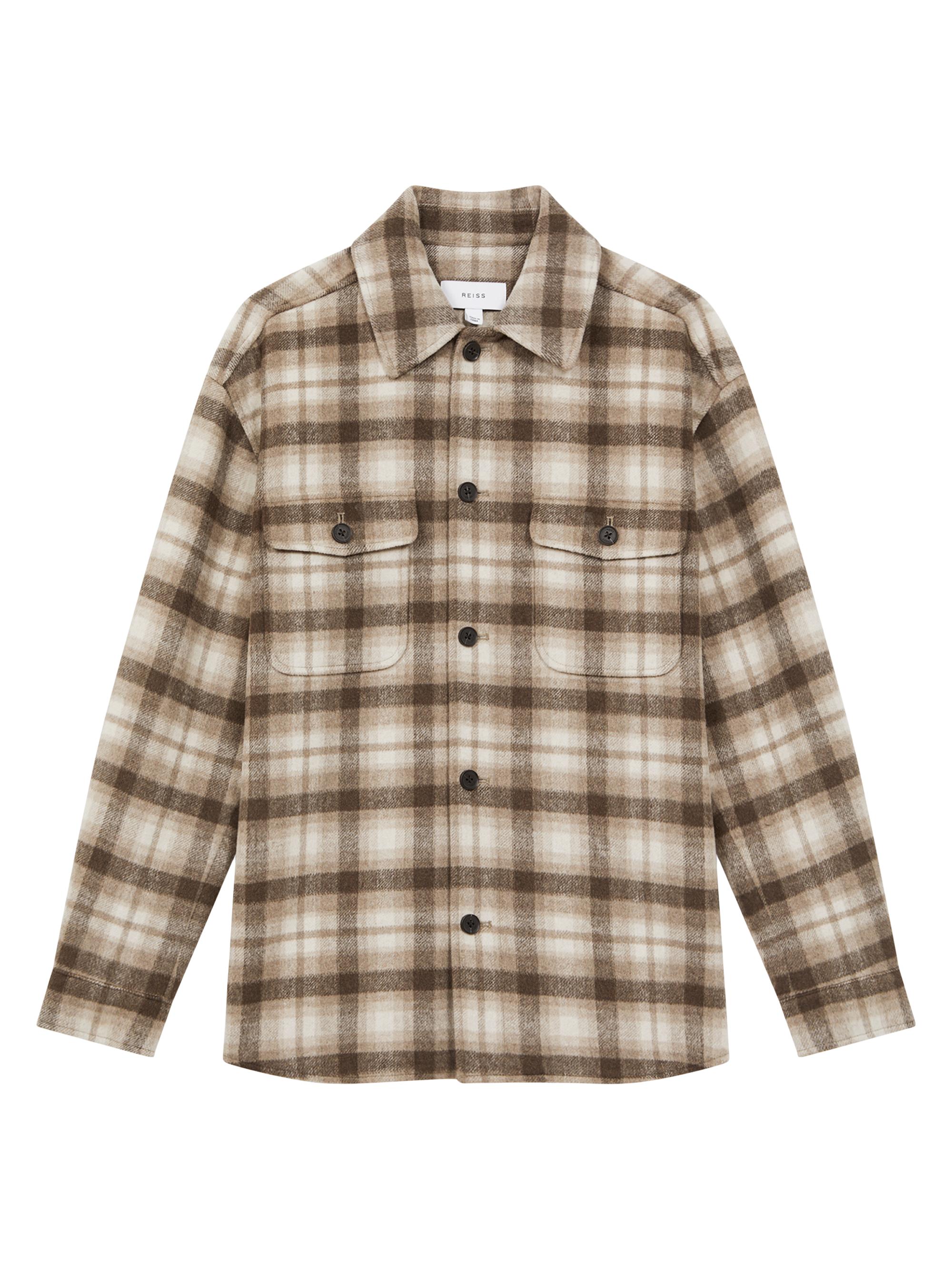 Reiss Men's Mack Plaid Wool-Blend Shirt - Oatmeal