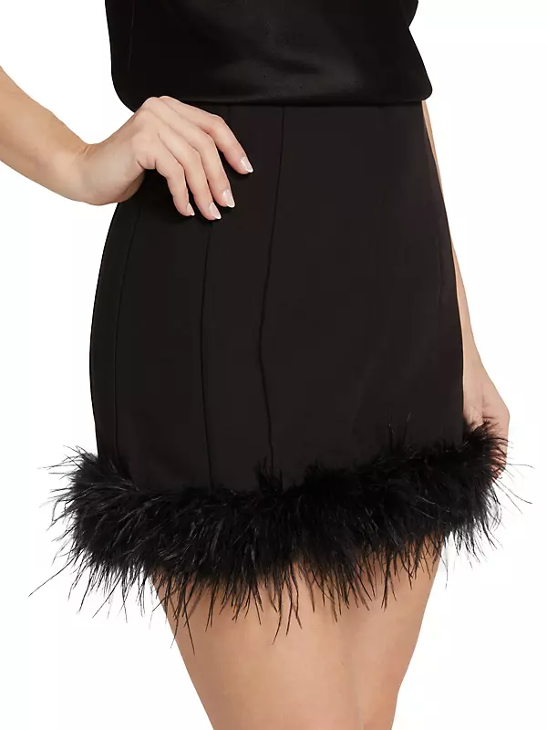 Shop En Saison Dax Feather-Trimmed Saks Avenue Fifth | Miniskirt