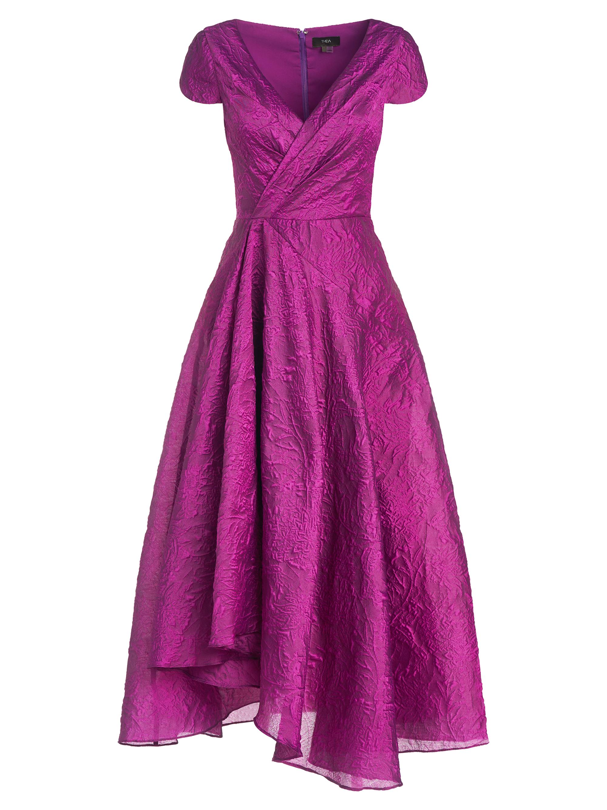 Theia Sevyn Jacquard High-Low Midi-Dress | Saks Fifth Avenue