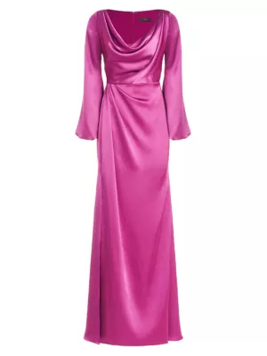 Theia Women's Eliana Satin Cowlneck Gown - Rosewood