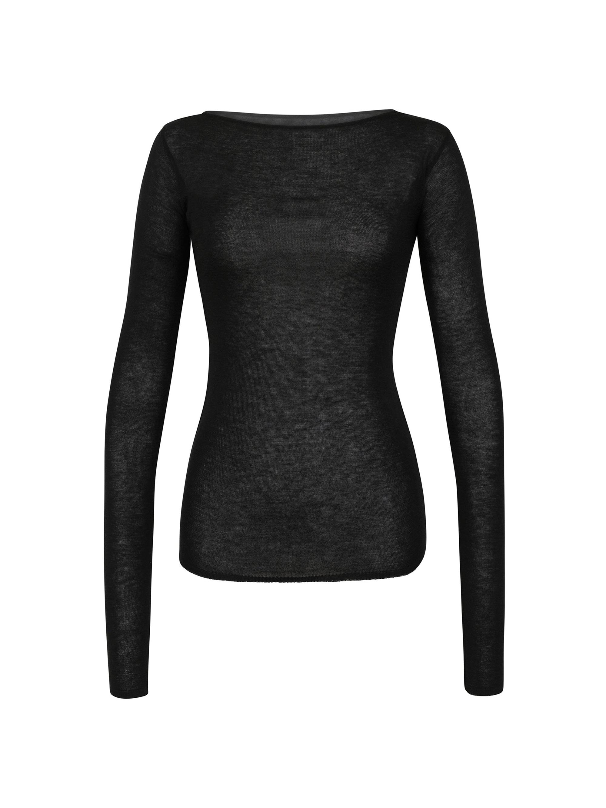 DL1961 Women's Long Sleeve Boat Neck Top - Black