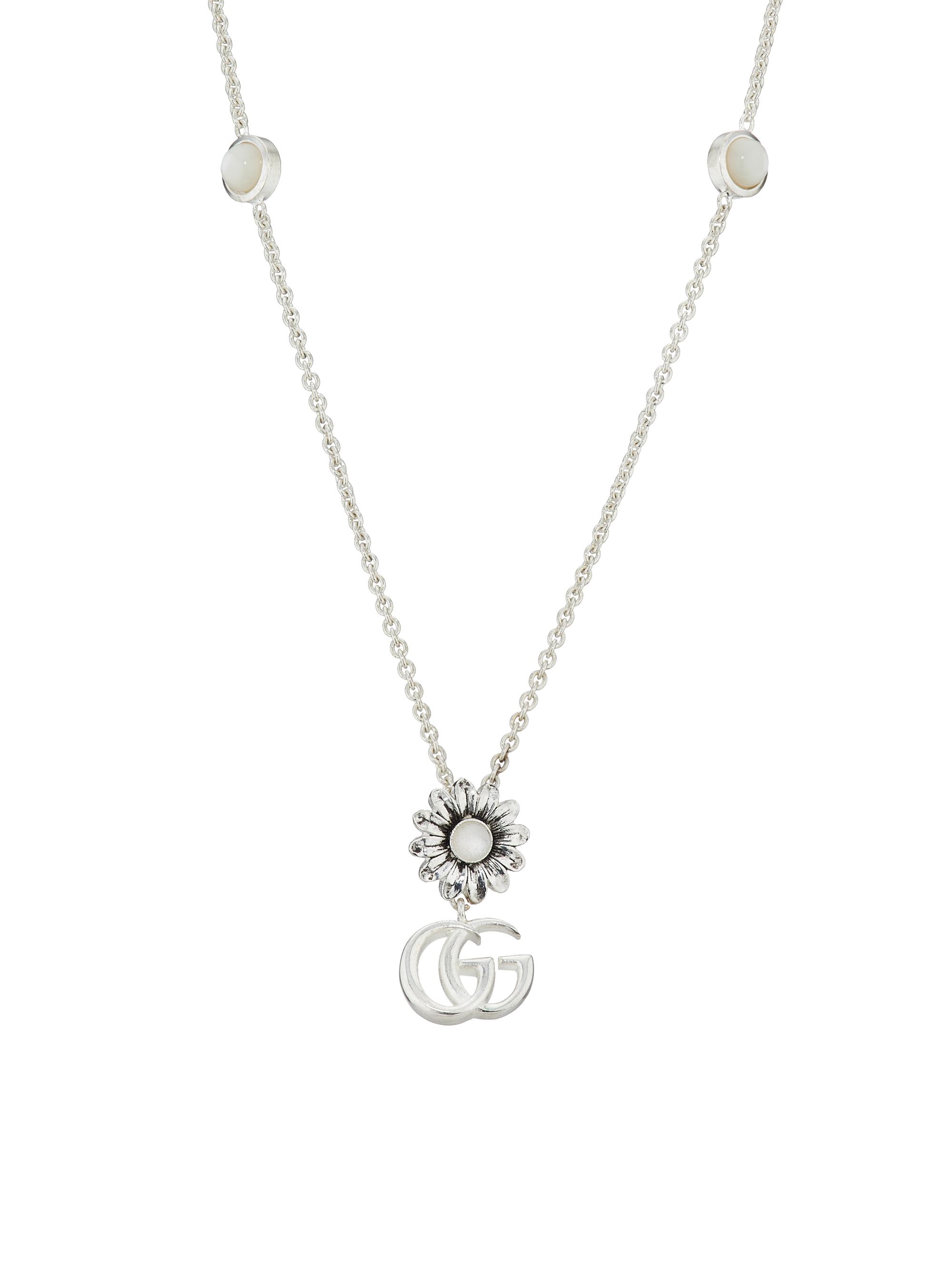 Gucci Women's Sterling Silver & Mother-Of-Pearl GG Marmont Pendant Necklace - Silver