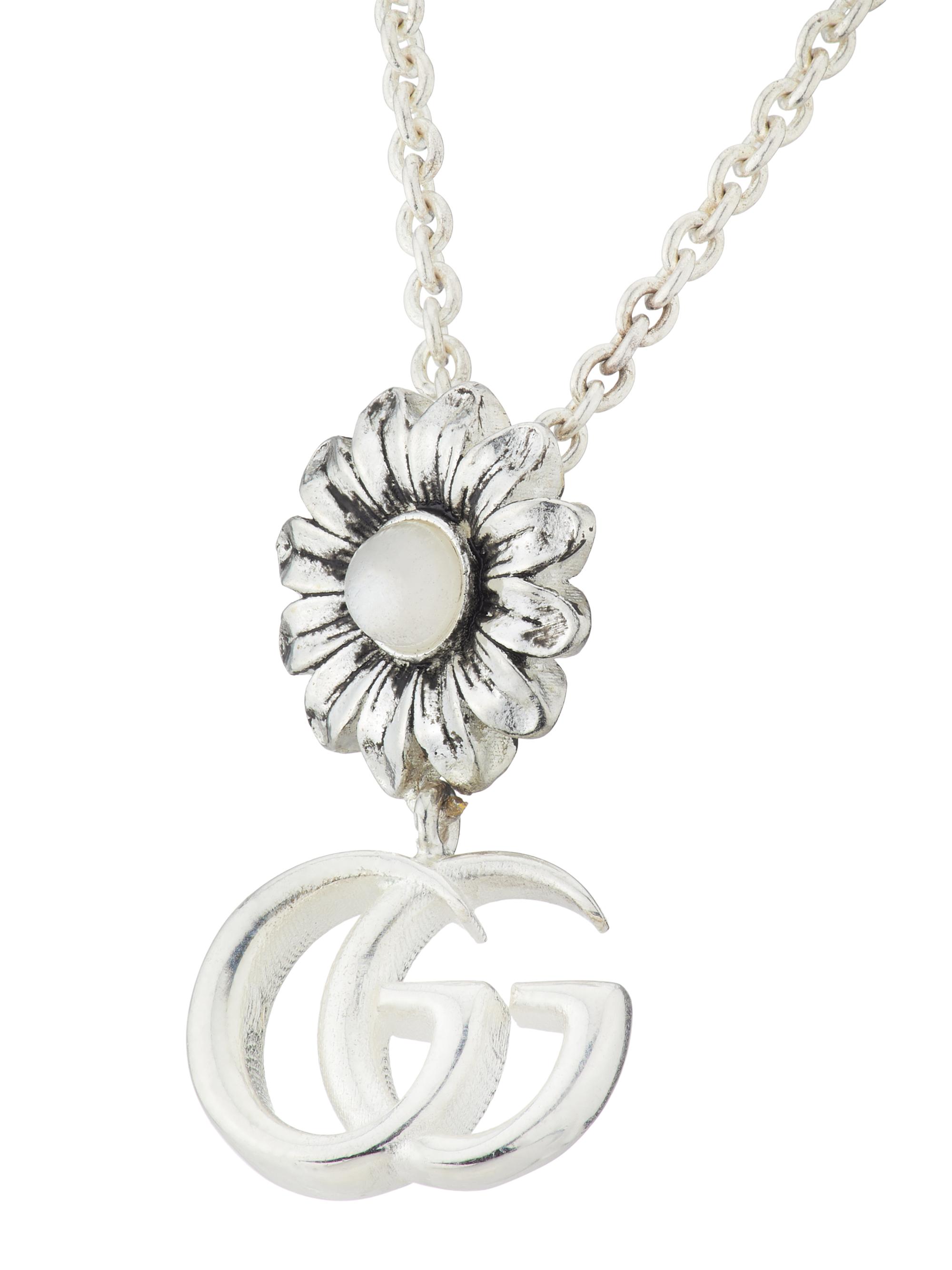 Gucci Sterling Silver & Mother-Of-Pearl GG Marmont Pendant