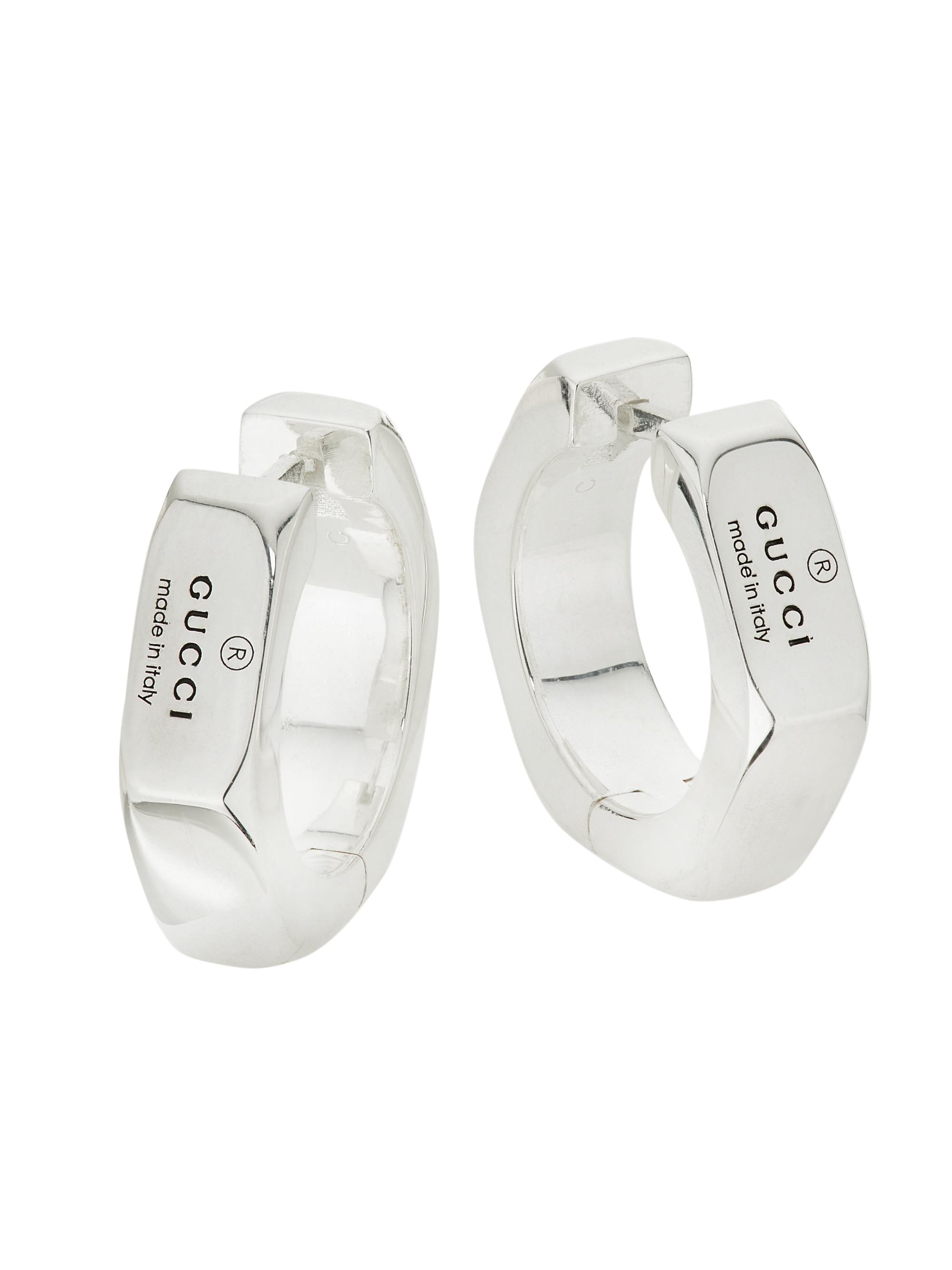 Gucci Women's Logo Sterling Silver Huggie Hoops - Silver