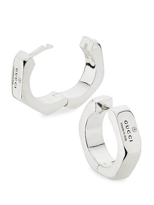 Shop Gucci Logo Sterling Silver Huggie Hoops | Saks Fifth Avenue Shop Gucci Logo Sterling Silver Huggie Hoops | Saks Fifth Avenue