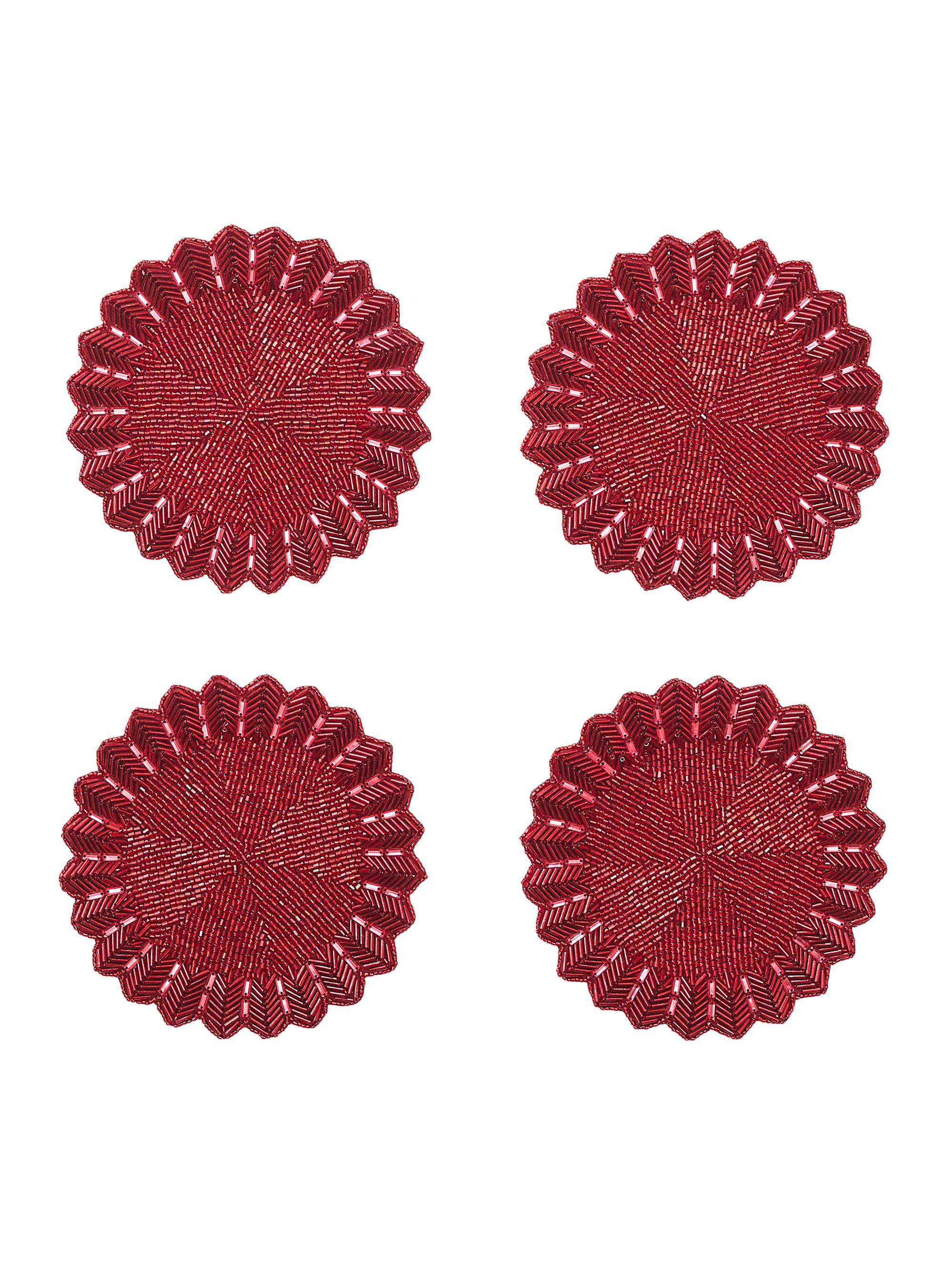 Kim Seybert Etoile 4-Piece Coasters Set - Red