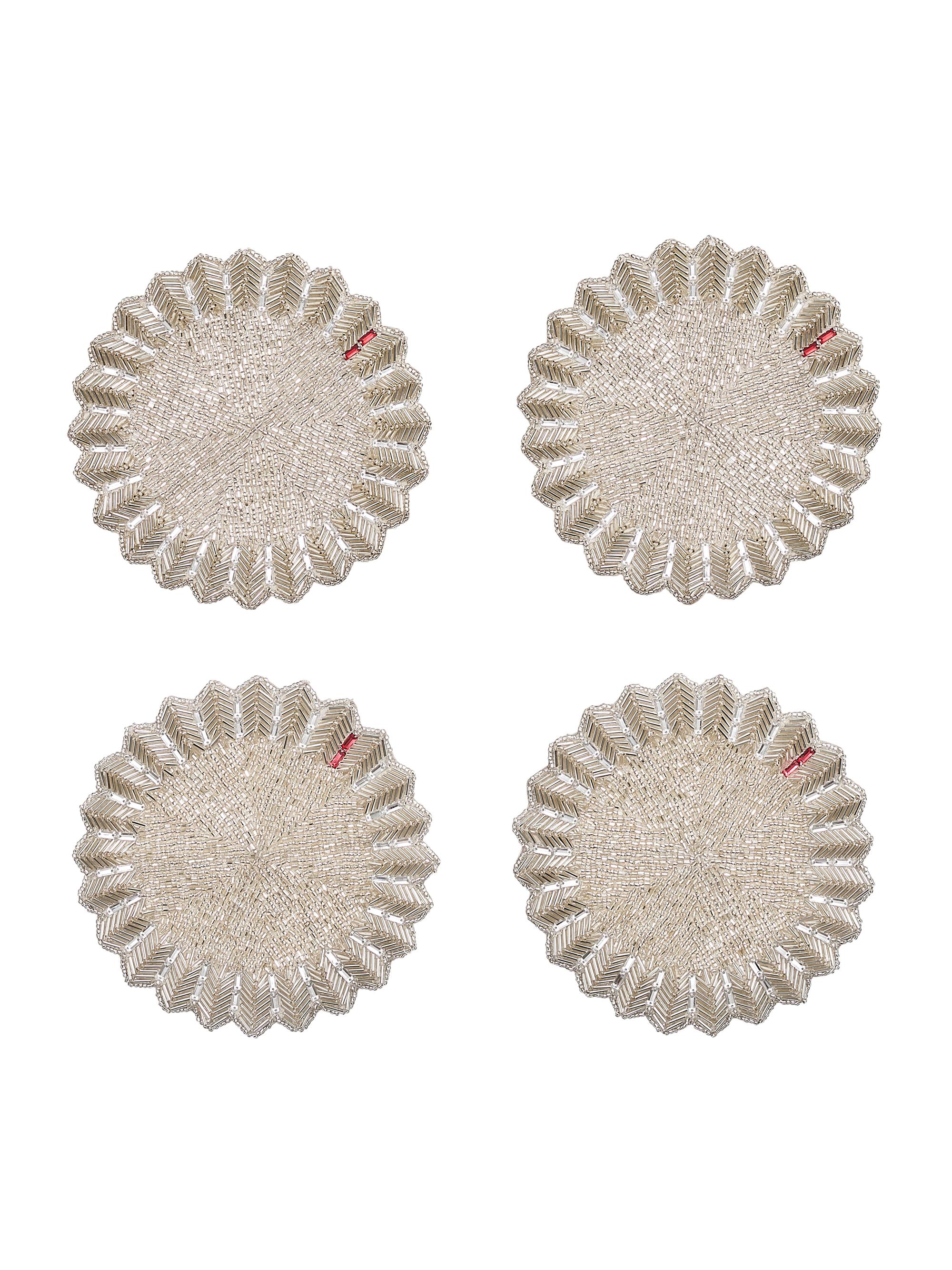 Kim Seybert Etoile 4-Piece Coasters Set - Silver Crystal