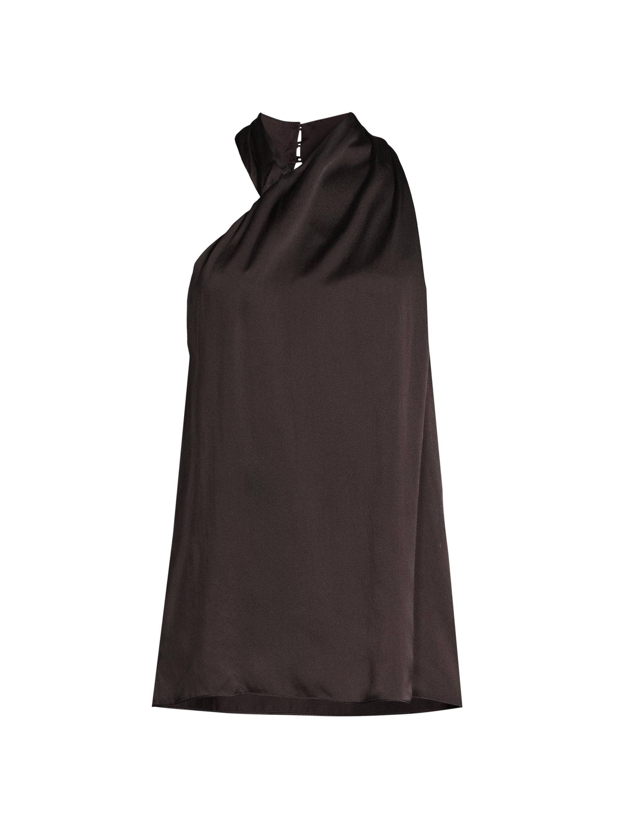 Ginger & Smart Women's Nonchalance Asymmetric Silk Top - Black Coffee