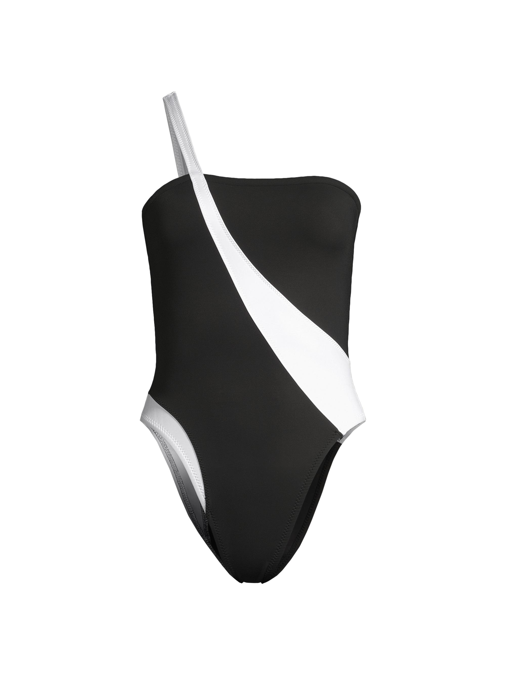 GiGi C Women's Blake One-Shoulder One-Piece Swimsuit - Black White