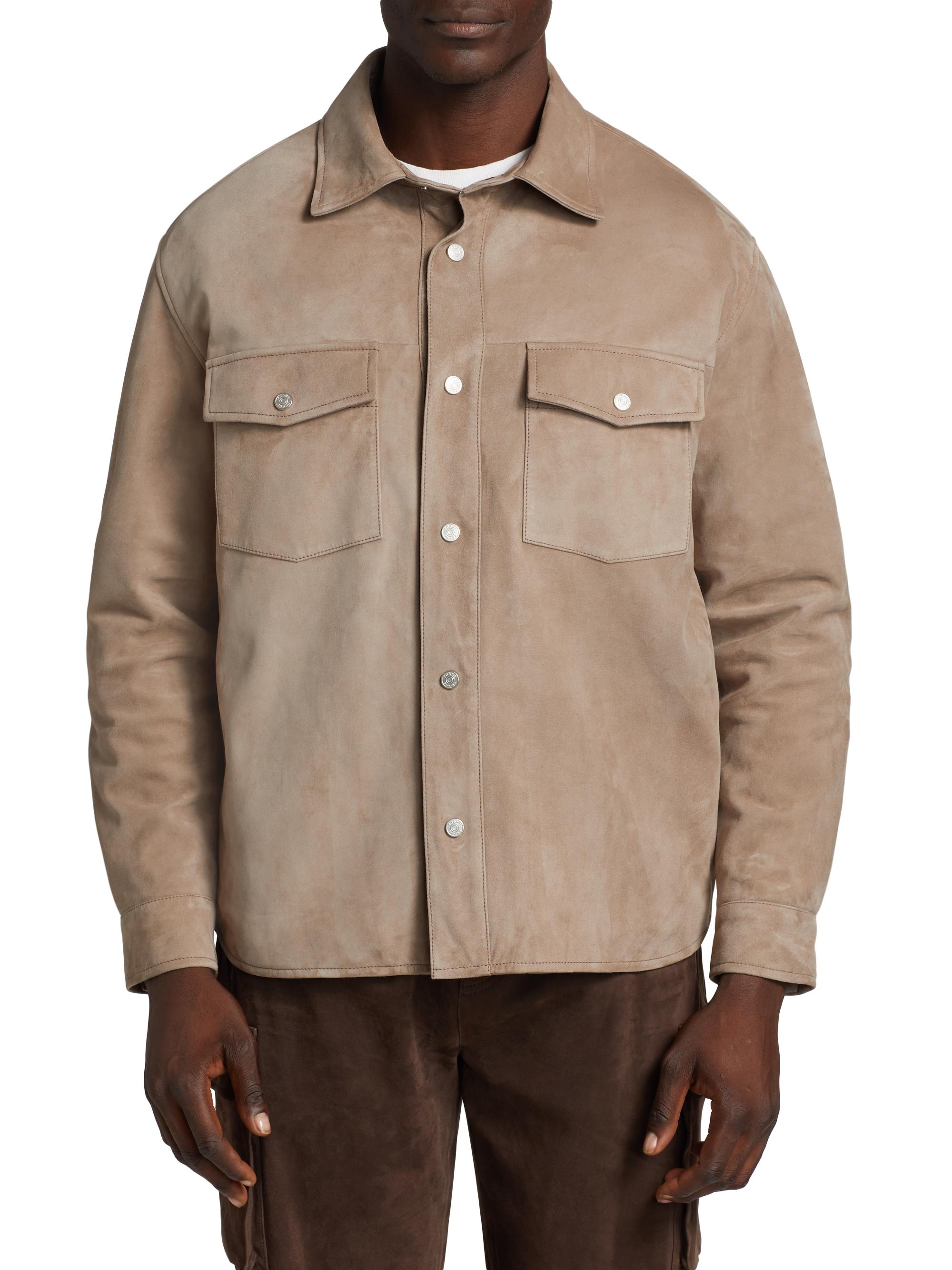 Frame Long-Sleeve Suede Overshirt | Saks Fifth Avenue
