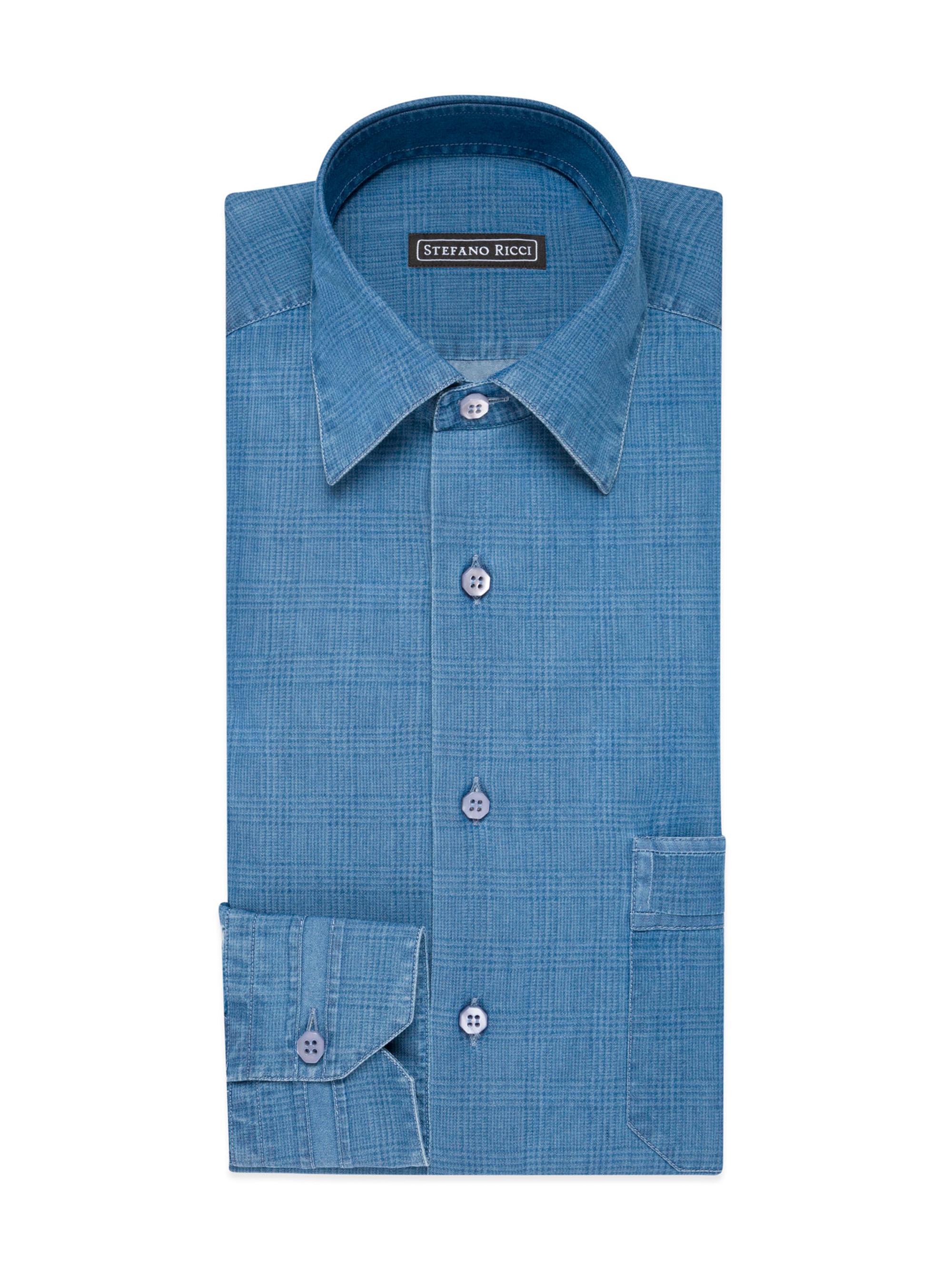 Stefano Ricci Men's Handmade Rust Shirt - Blue