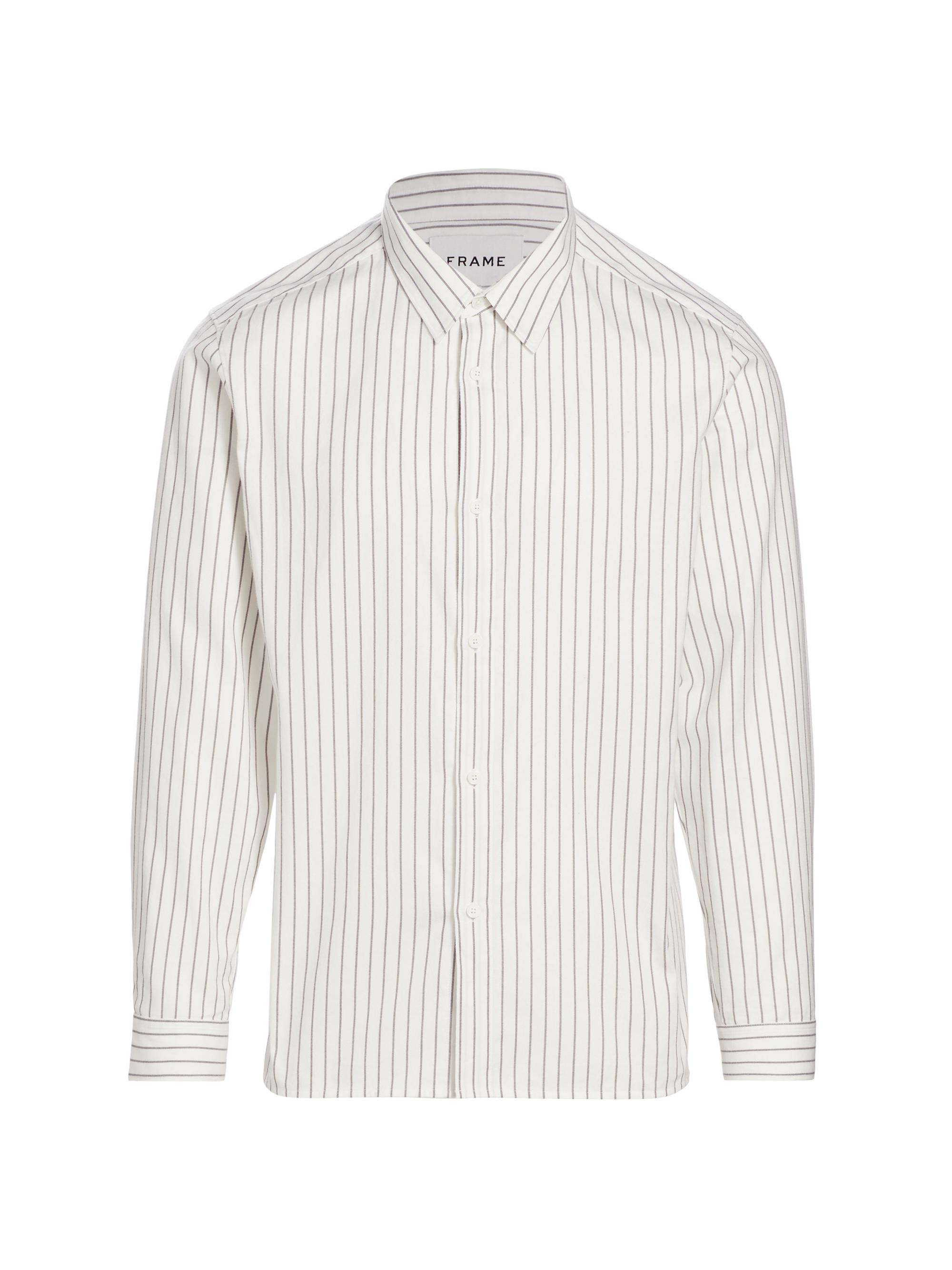 Frame Men's Classic Stripe Button-Front Shirt - Grey Stripe